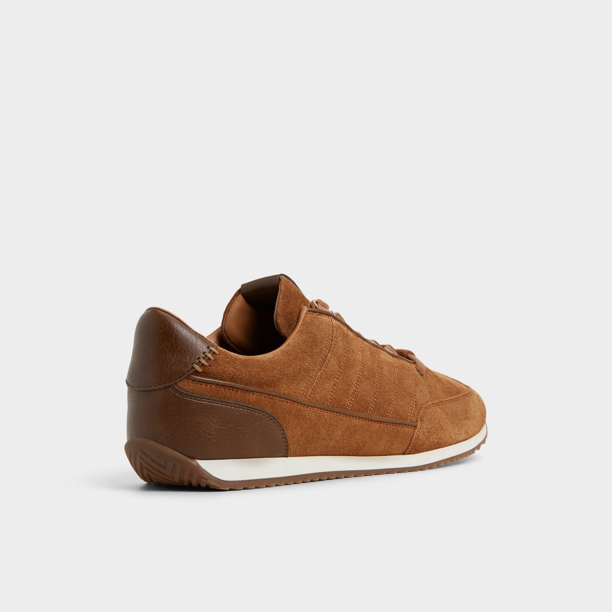 Three-quarter angle of Light brown Rocko Low top sneaker's back side