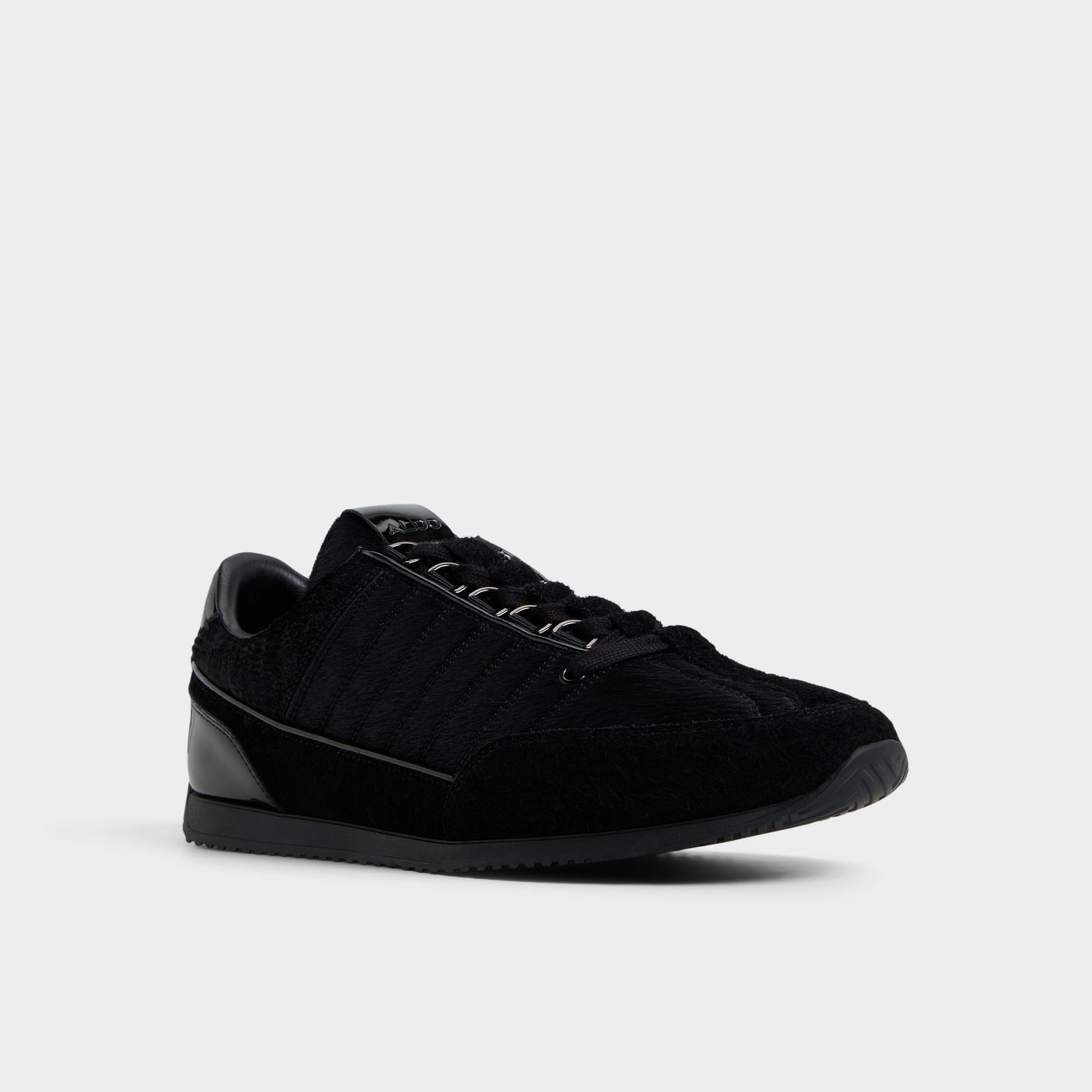 Three-quarter angle of Black Rocko Oxford shoe's front side
