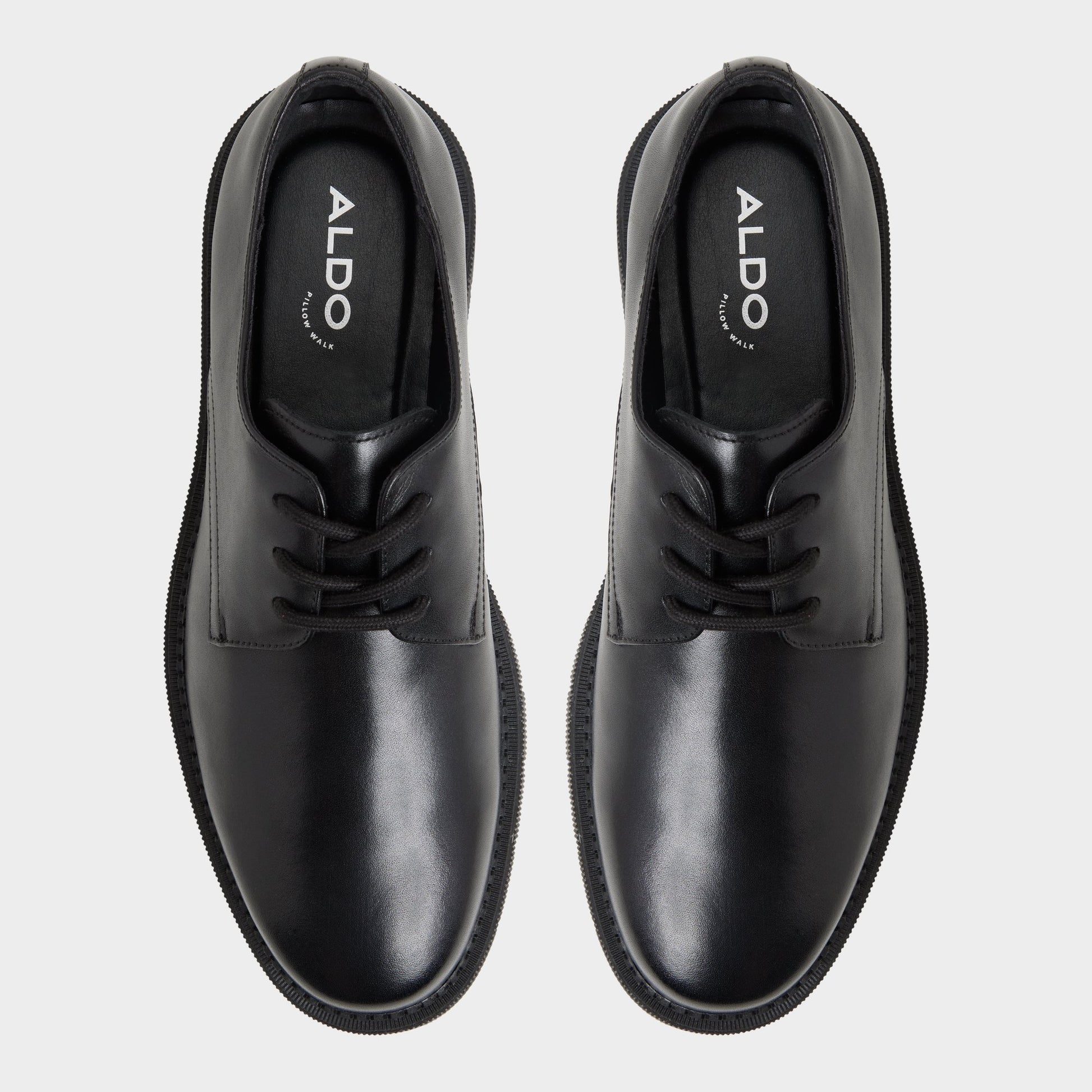 Top-down view of the Black Simian Derby shoe