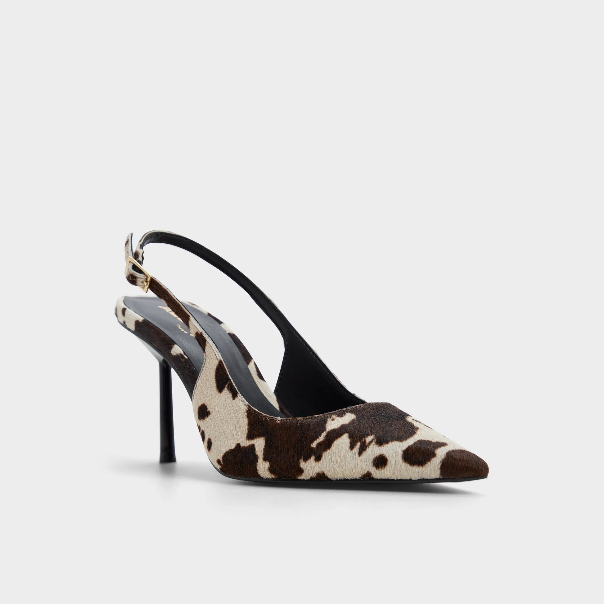 Three-quarter angle of Open Brown Seralina Slingback heel's front side