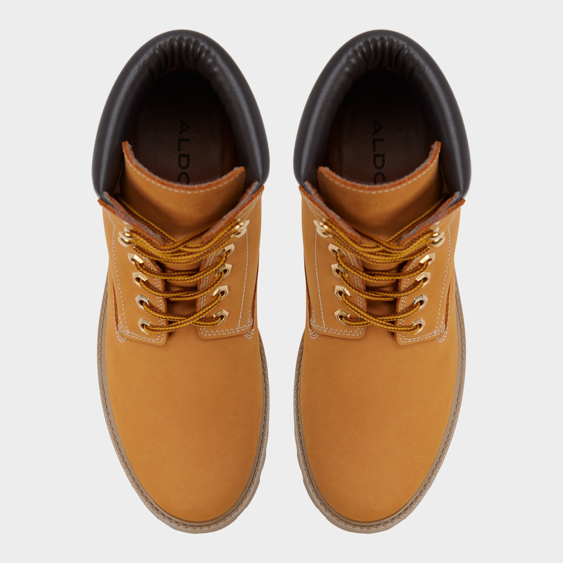 Top-down view of the Wheat Tavares Lace-up boot