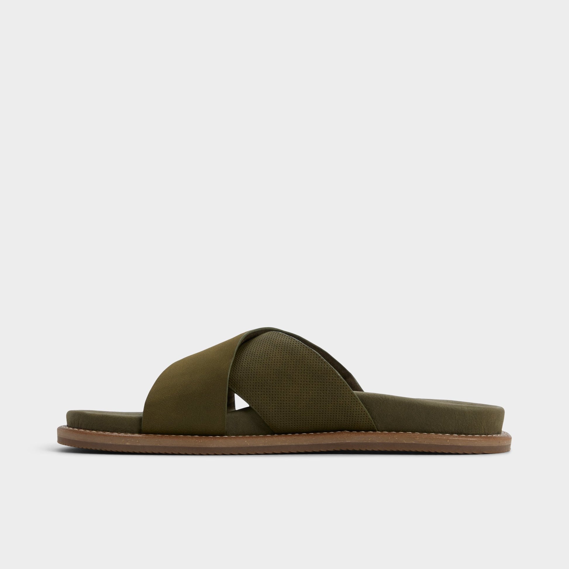 Side view of Olive Marrin Slide sandal