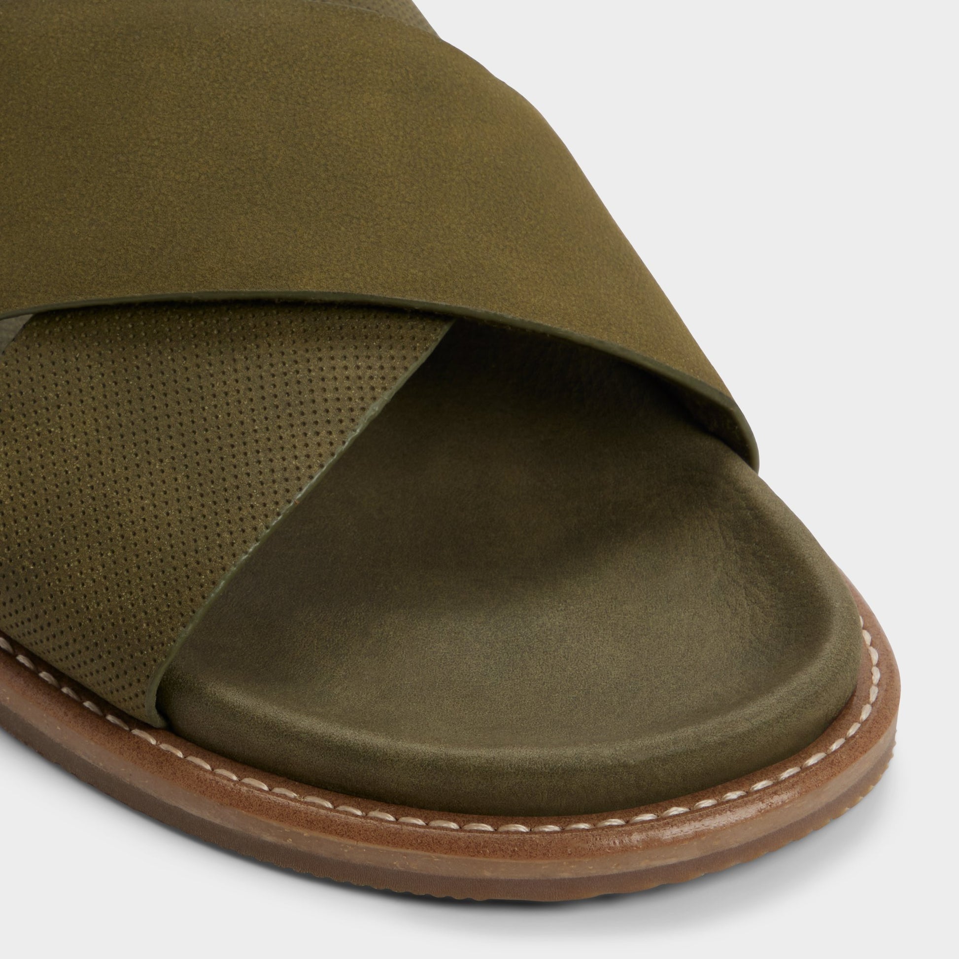 Close-up of the Olive Marrin Slide sandal