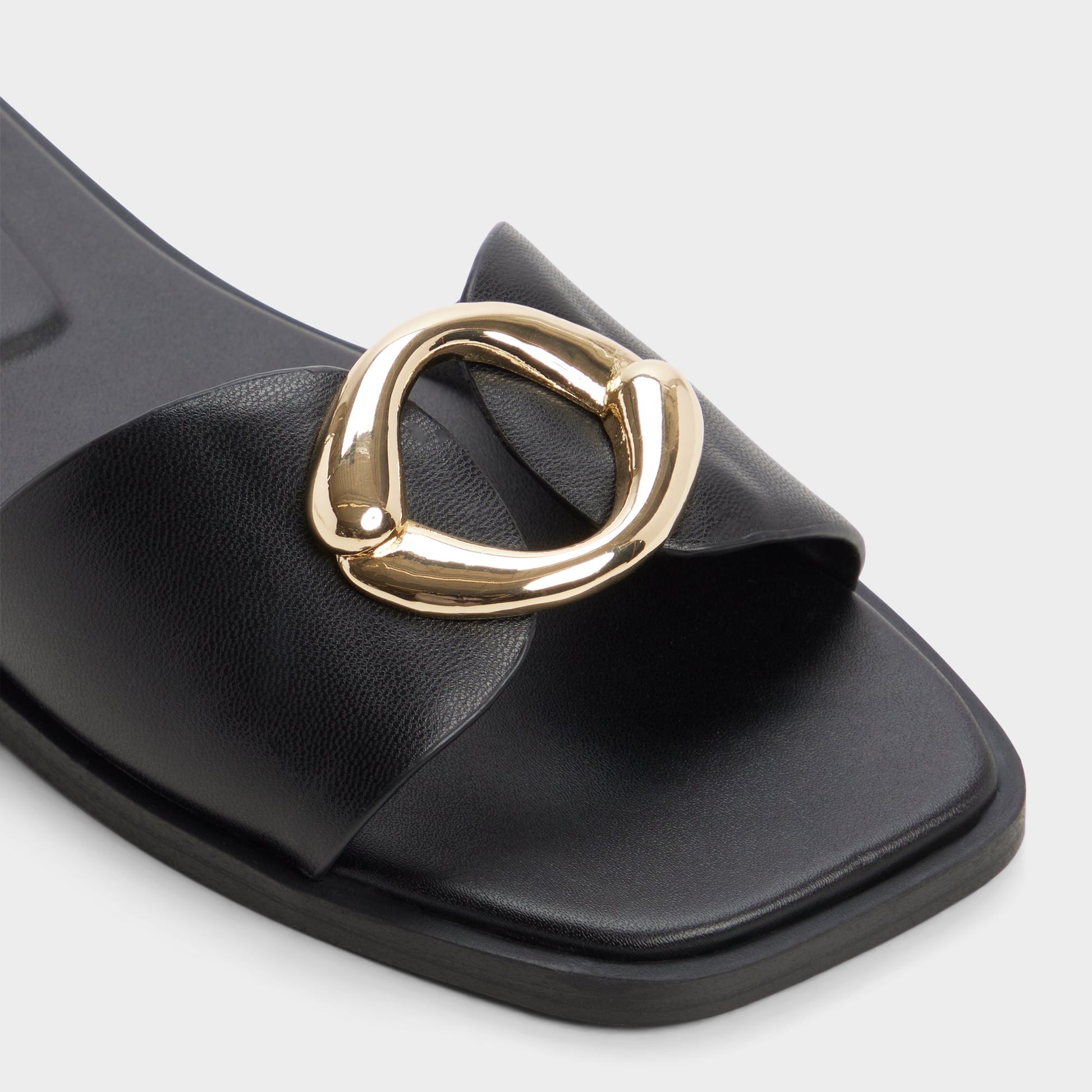 Close-up of the Black Biggin Slide sandal