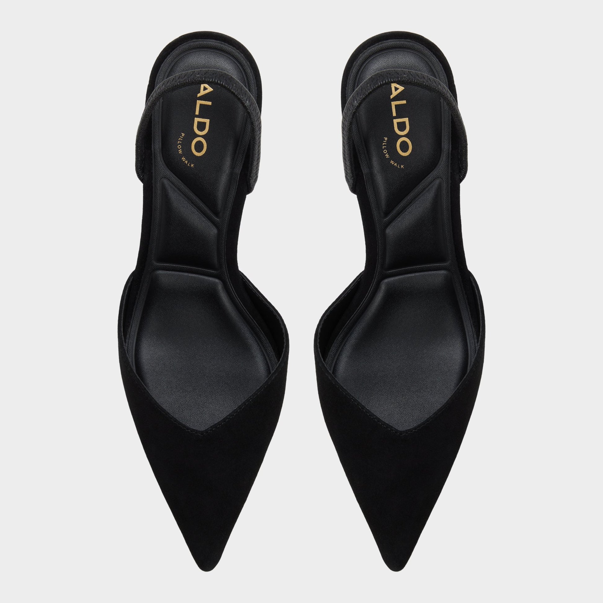 Top-down view of the Black Re-jessica Sling back high heel