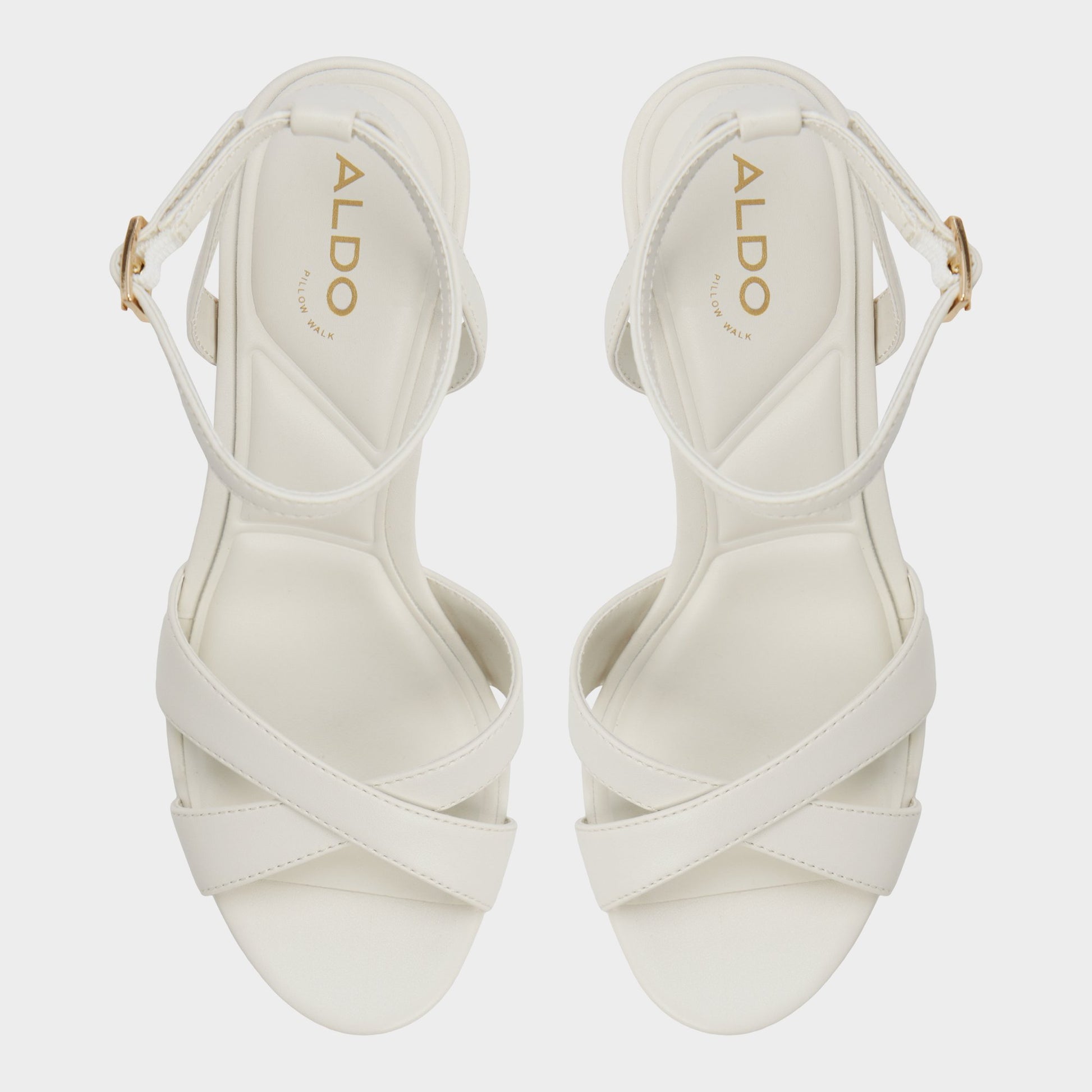 Top-down view of the White/bone Rosine Strappy heeled sandal