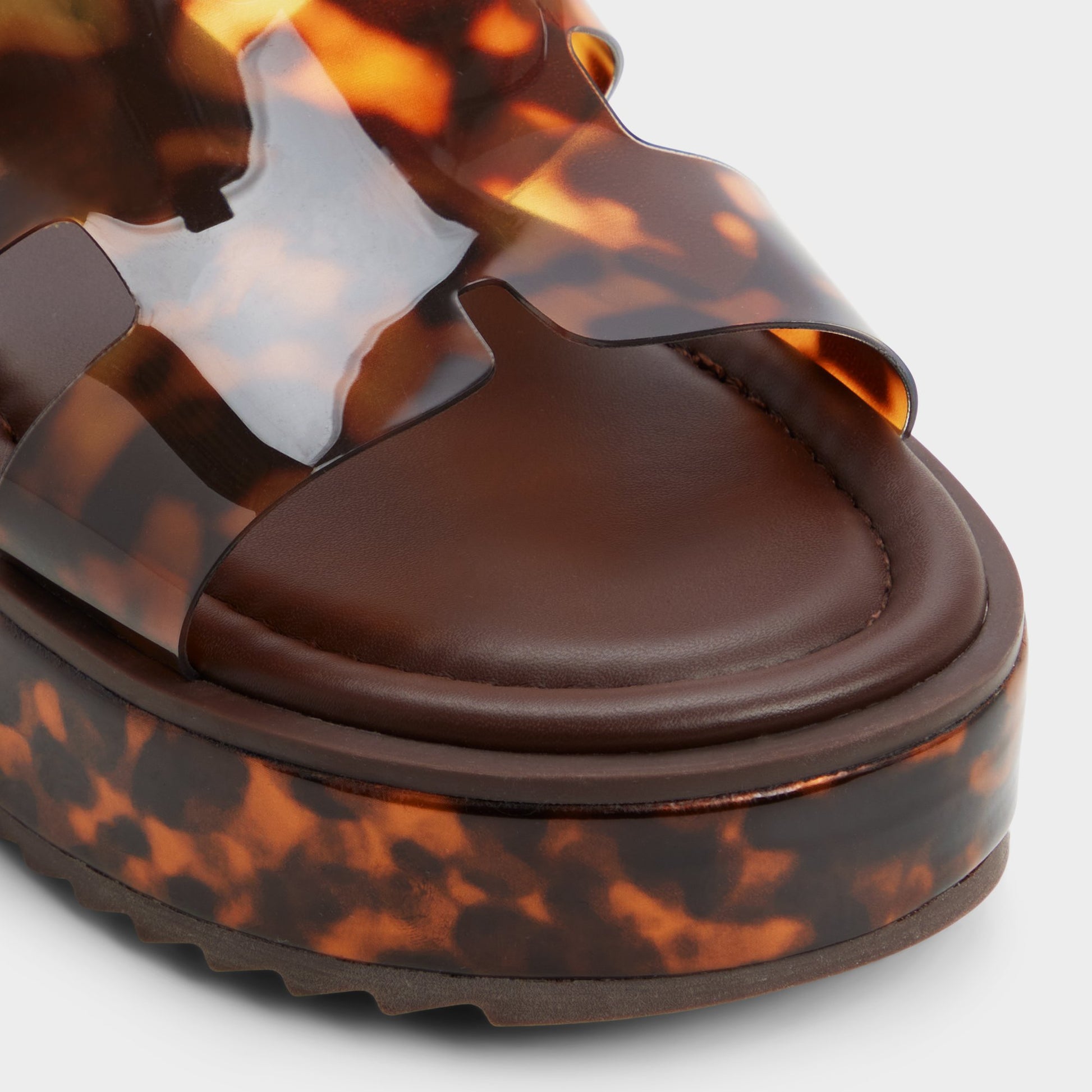 Close-up of the Open brown Anayelie Slide sandal