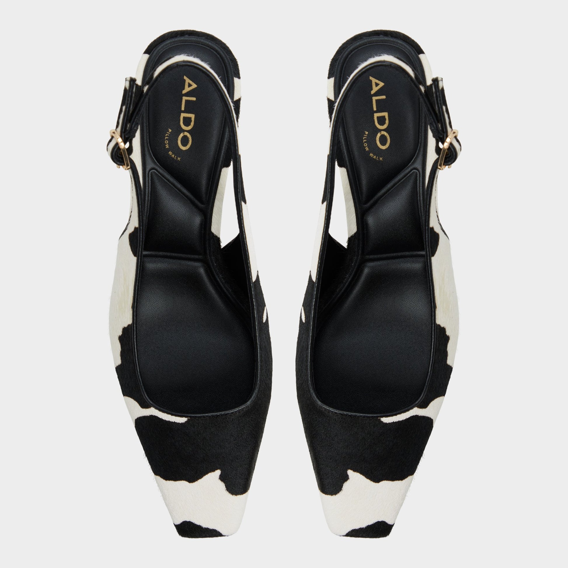 Top-down view of the White/black Gabriellie Slingback high heel