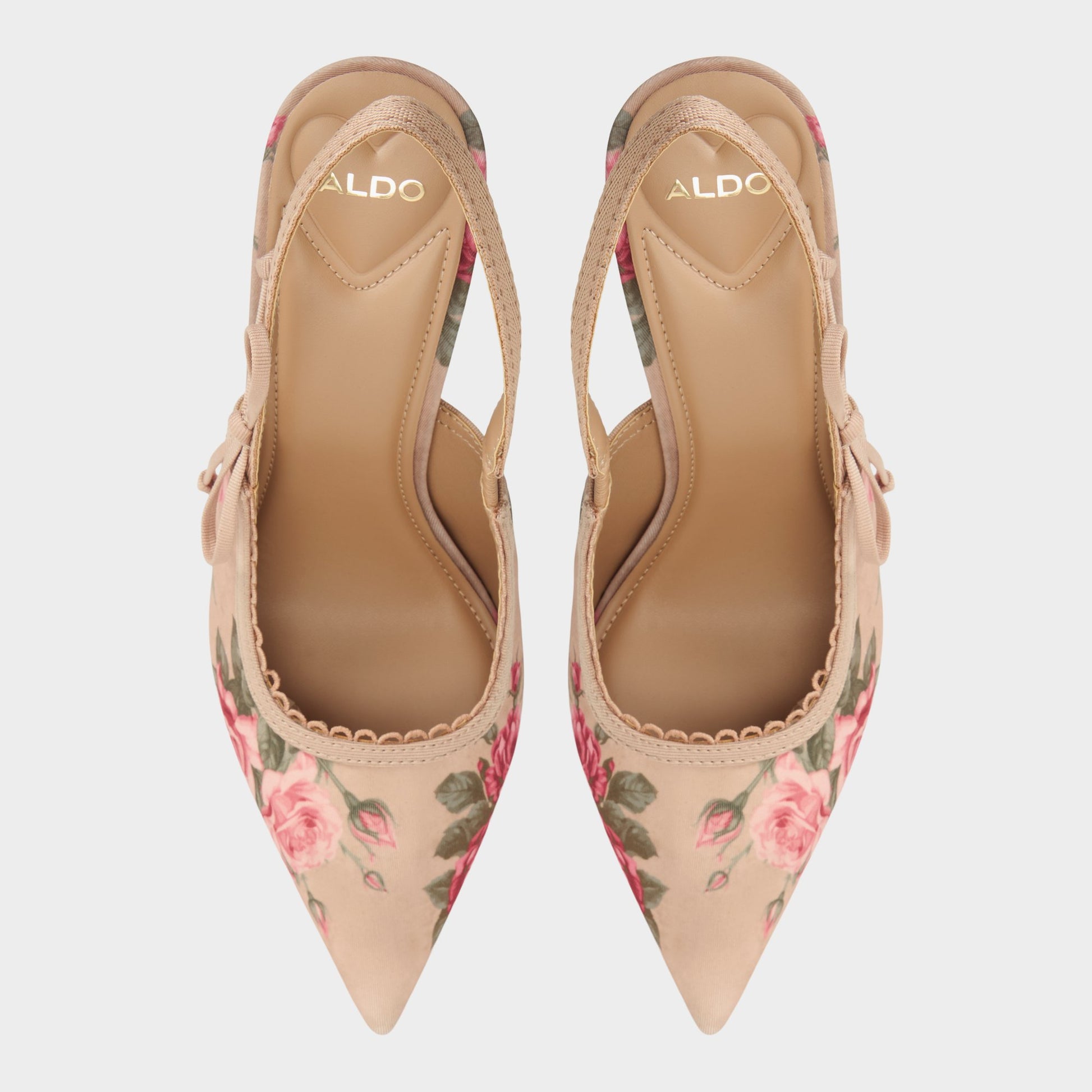 Top-down view of the Beige combo Hennie Sling back high heel