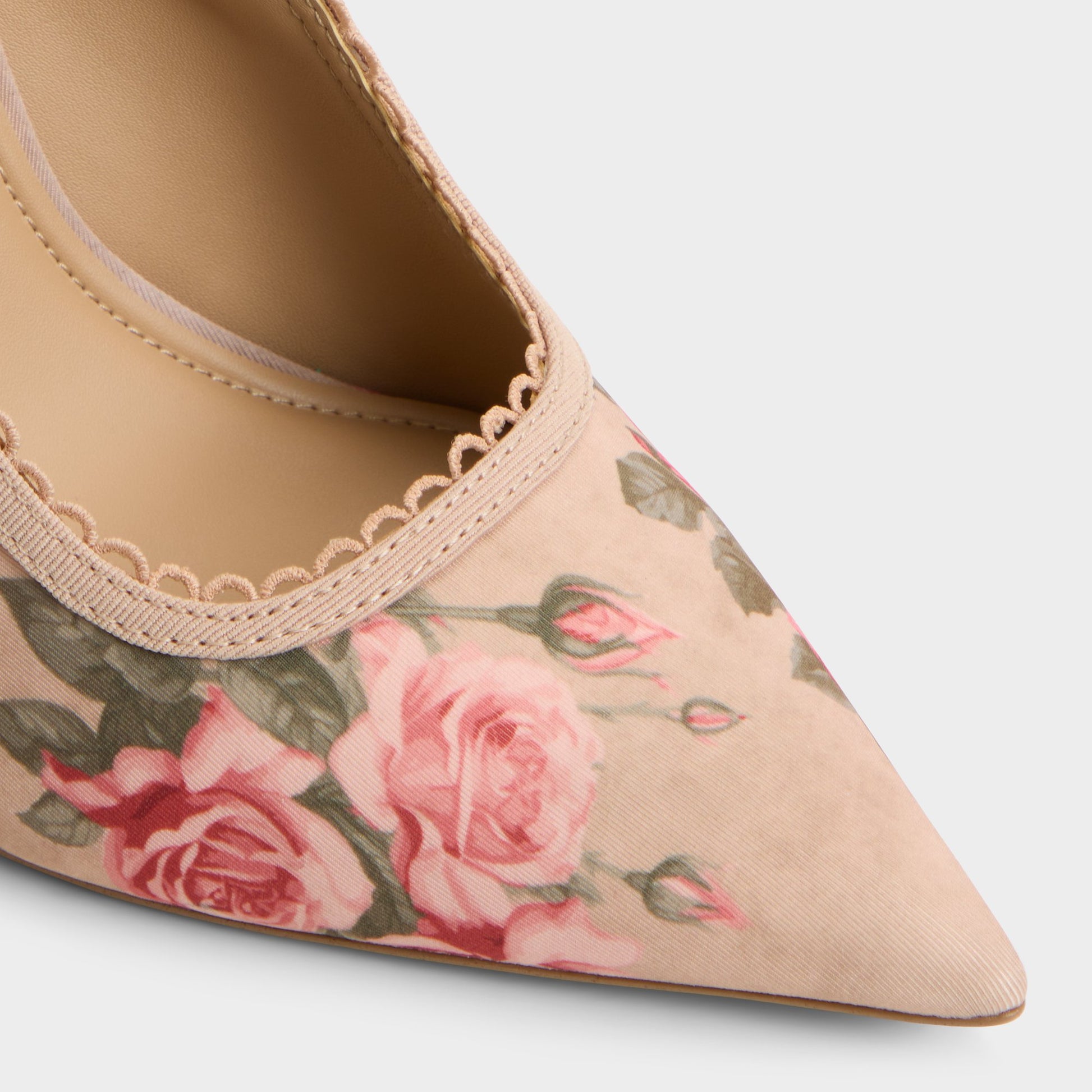 Close-up of the Beige combo Hennie Sling back high heel