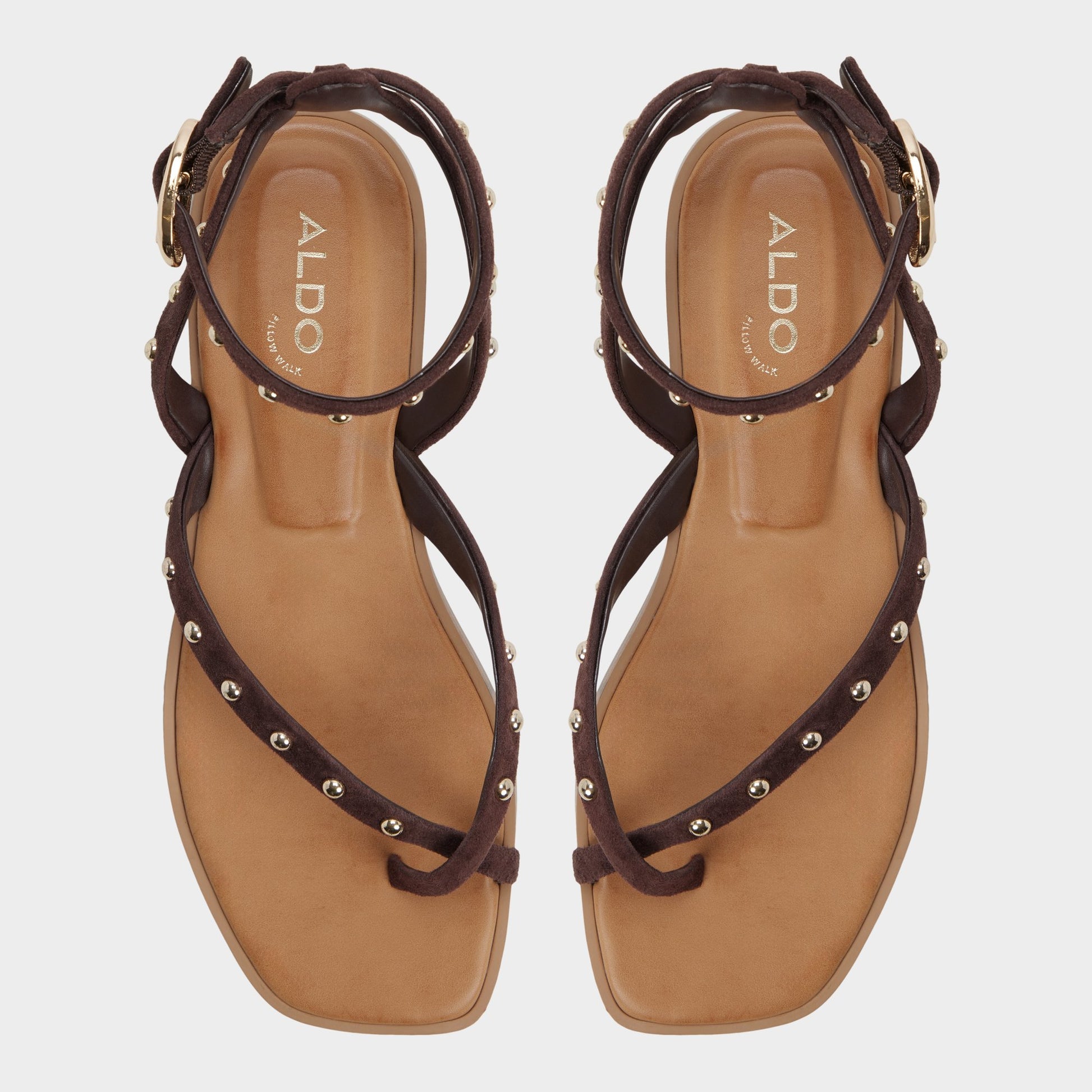 Top-down view of the Dark brown Daressi Flat sandal