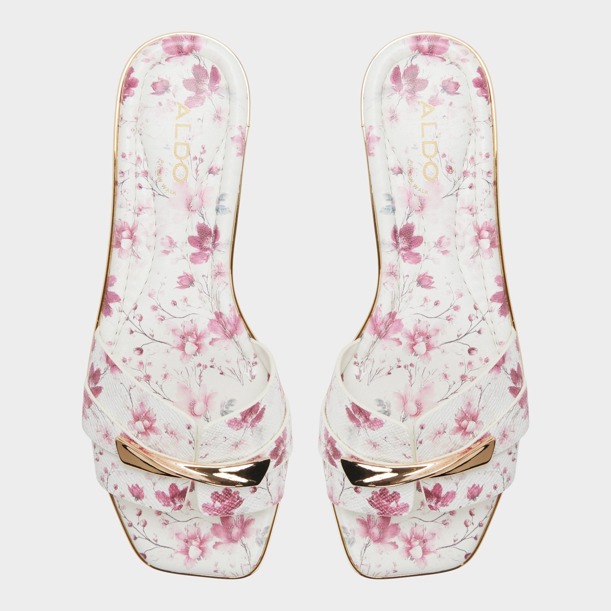 Top-down view of the White combo Darlina Slide sandal