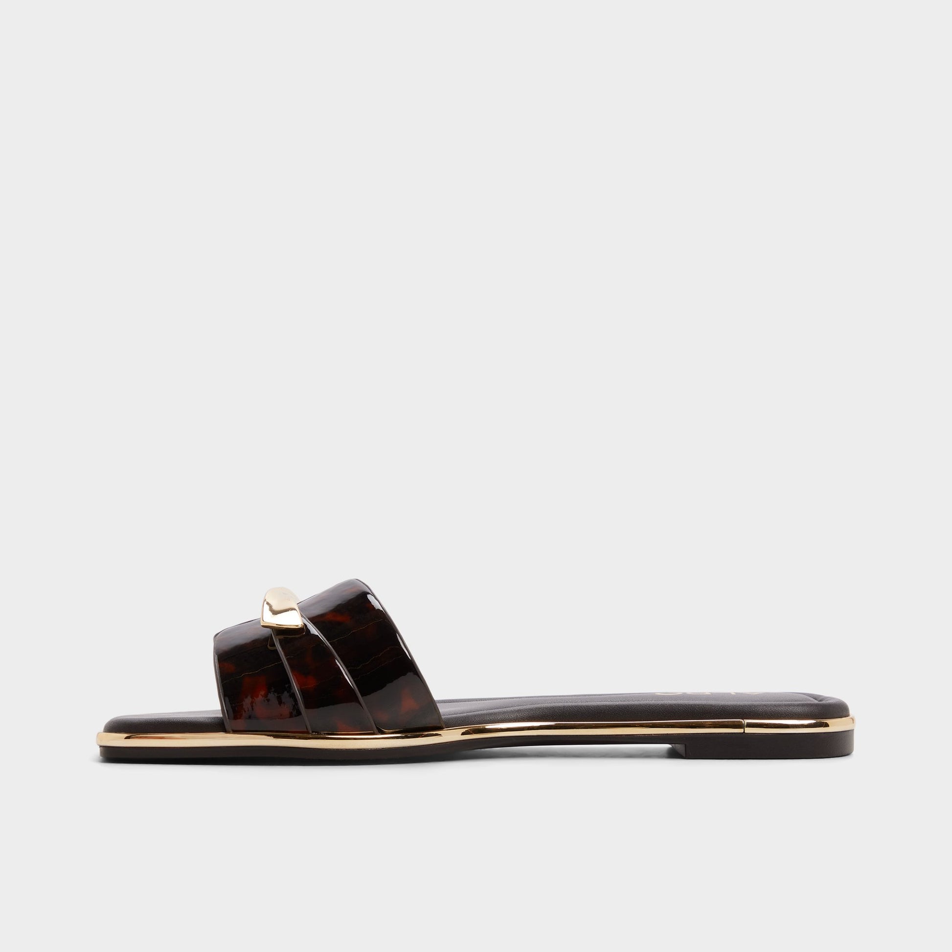 Side view of Open brown Darlina Slide sandal