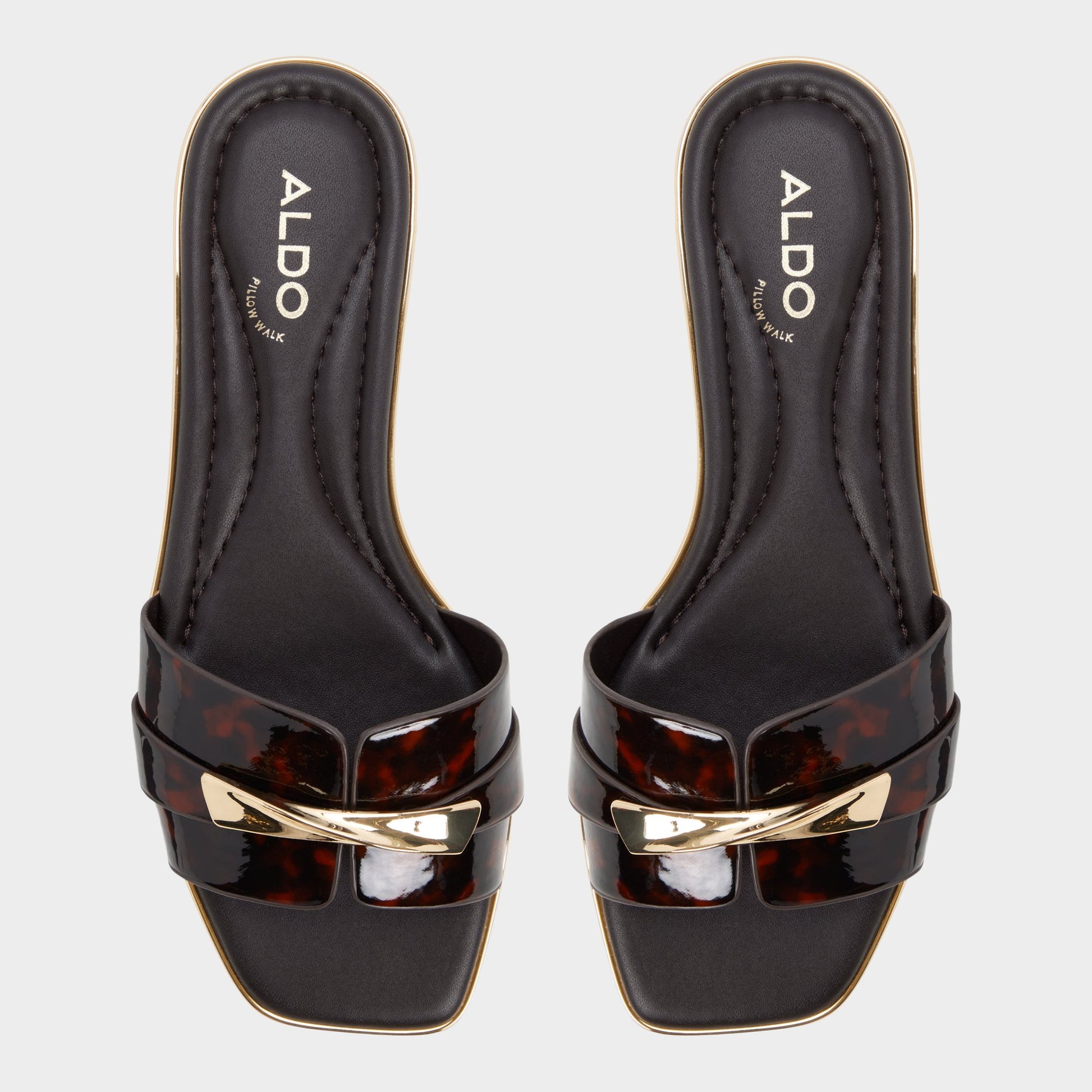 Top-down view of the Open brown Darlina Slide sandal