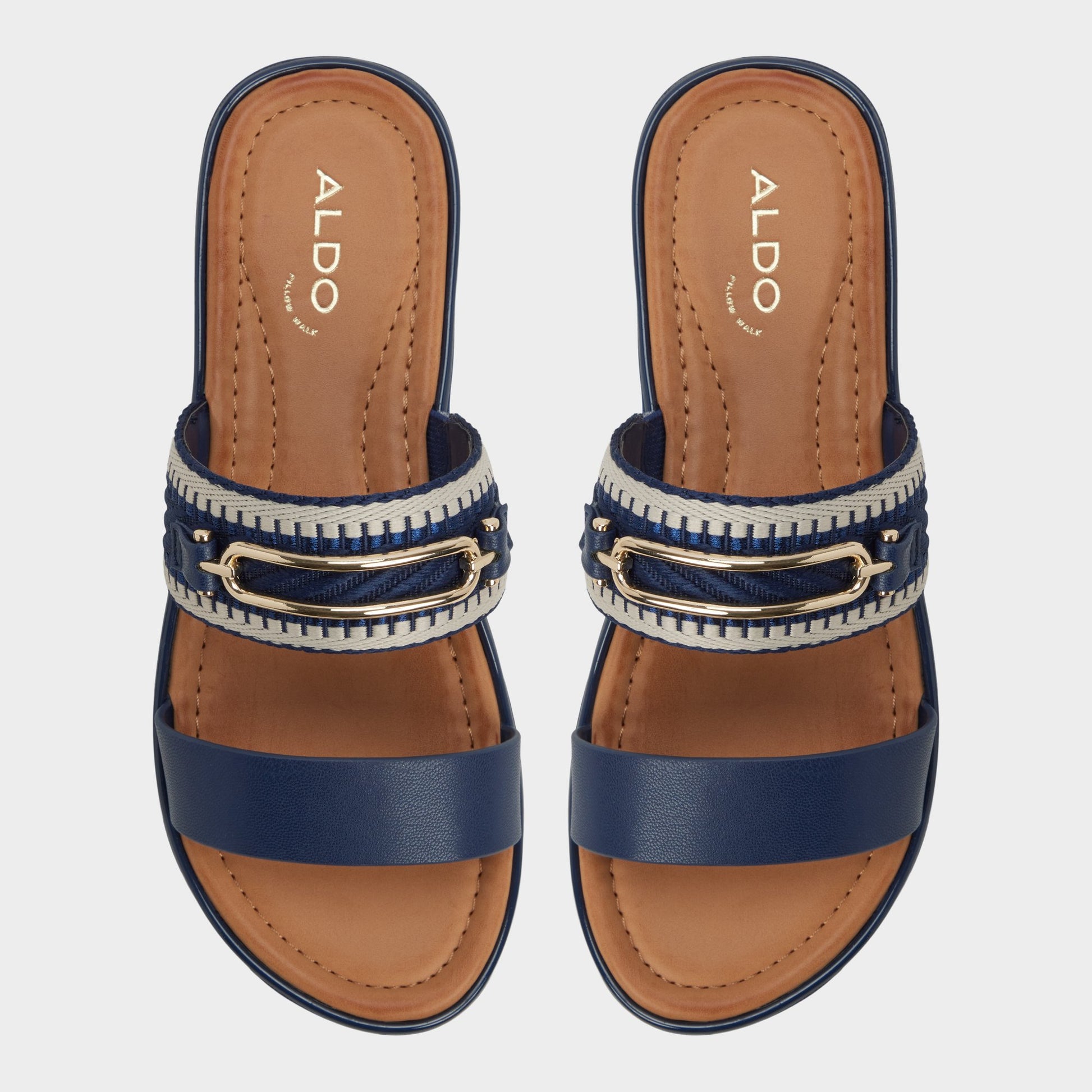 Top-down view of the Navy Lagoon Slide sandal