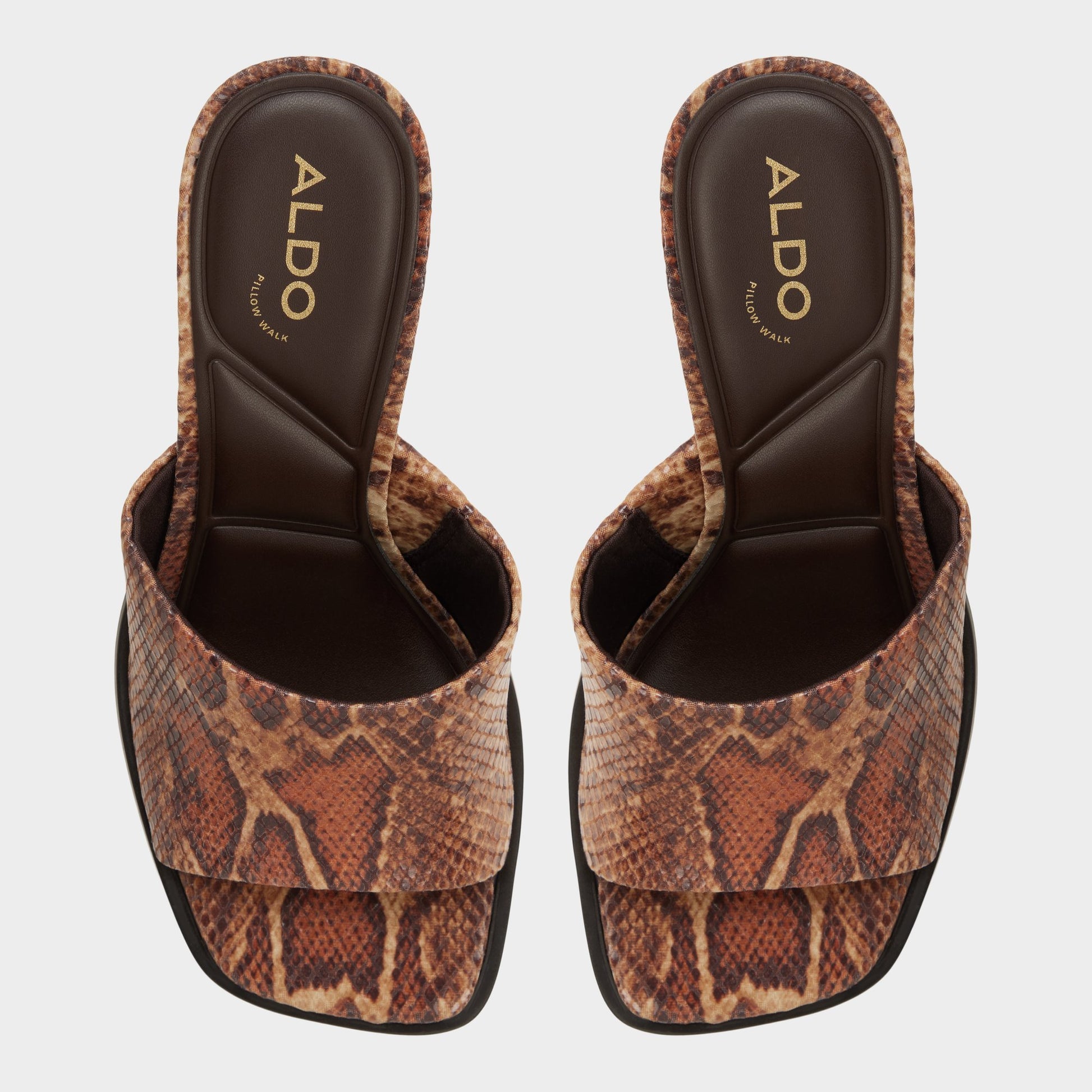 Top-down view of the Brown multi Re-sophia Heeled mule