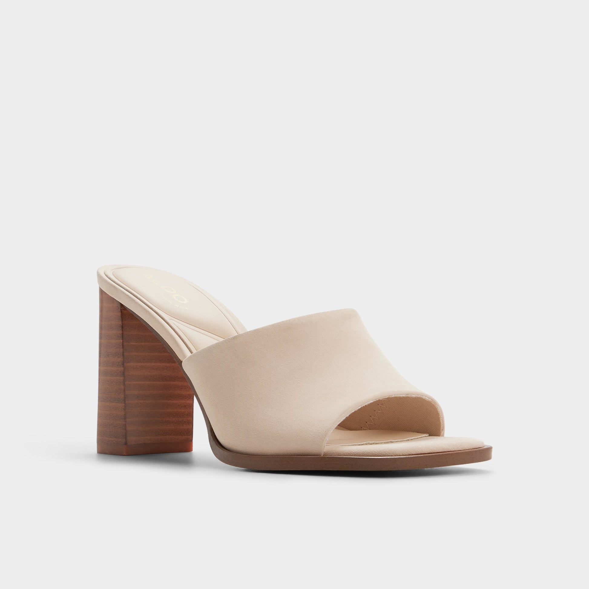 Three-quarter angle of Other beige Re-sophia Heeled mule's front side