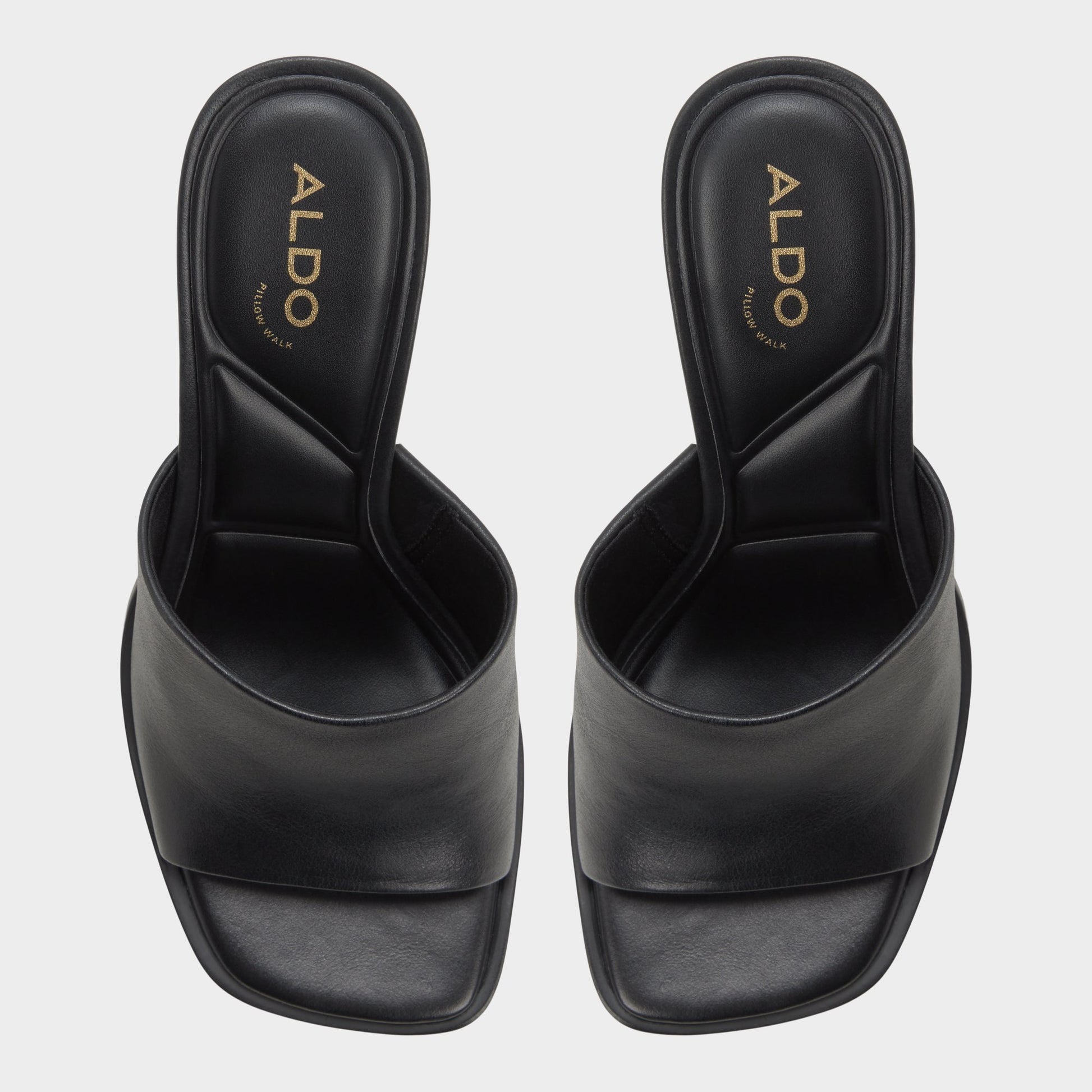 Top-down view of the Black Re-sophia Heeled mule