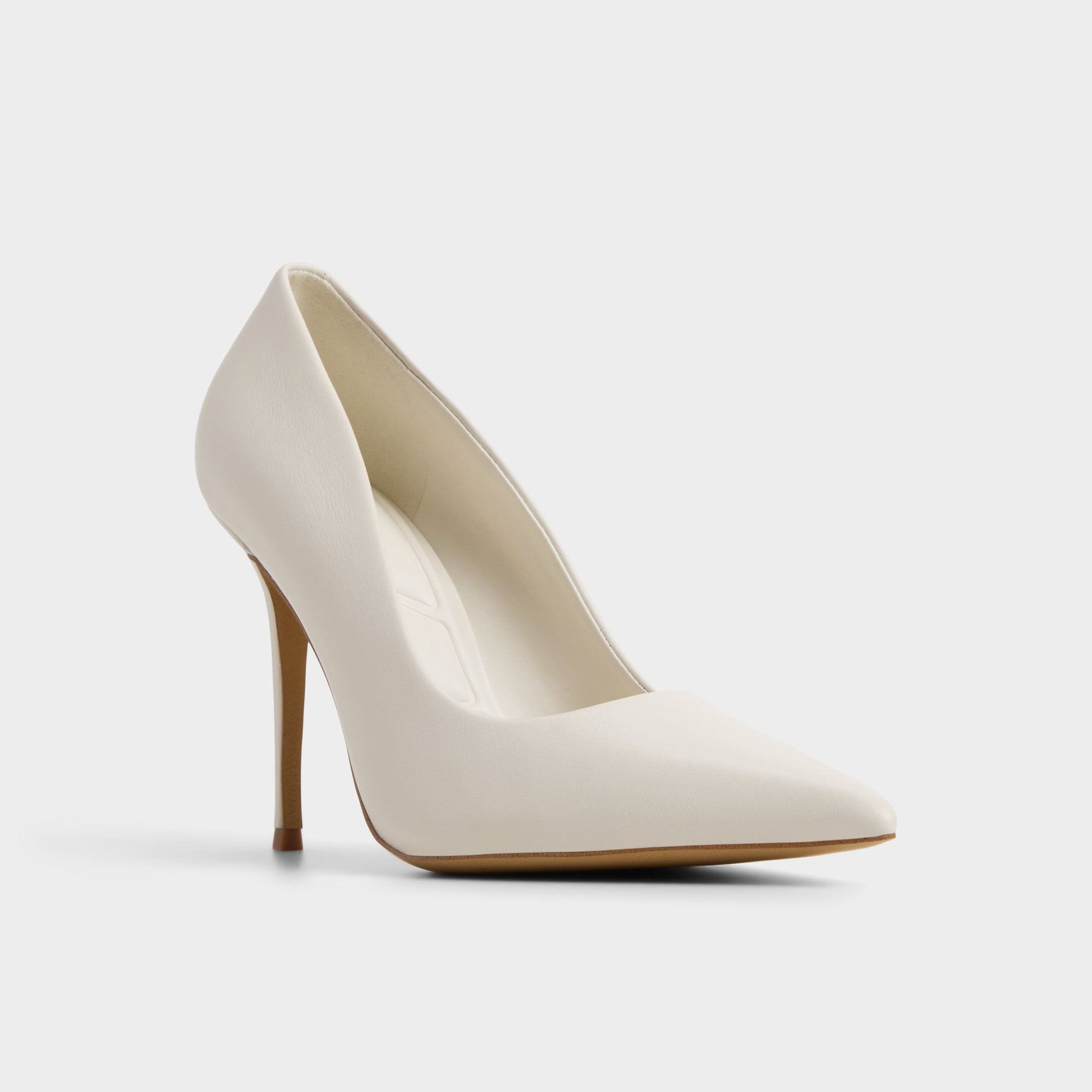 Three-quarter angle of White/bone Stasya Pump's front side