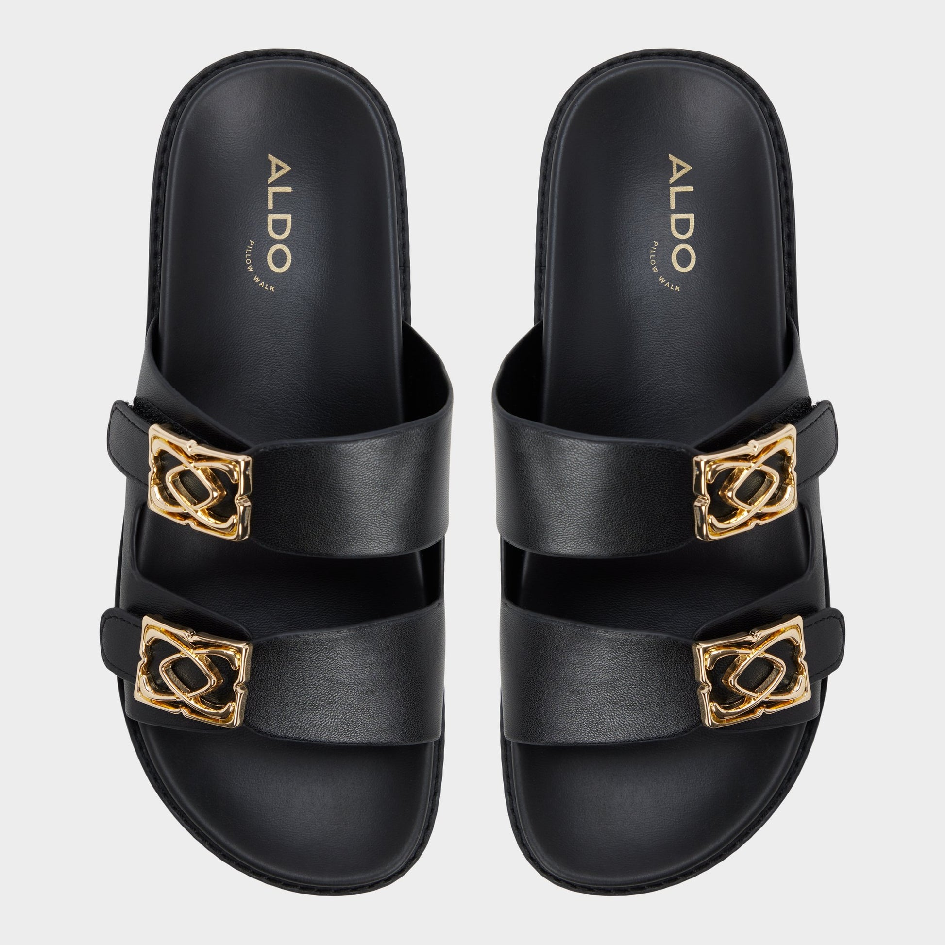 Top-down view of the Black Mungos Footbed sandal