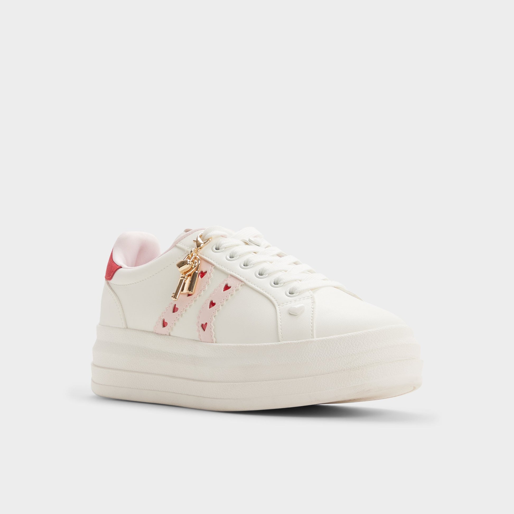 Three-quarter angle of White Adores Sneaker's front side