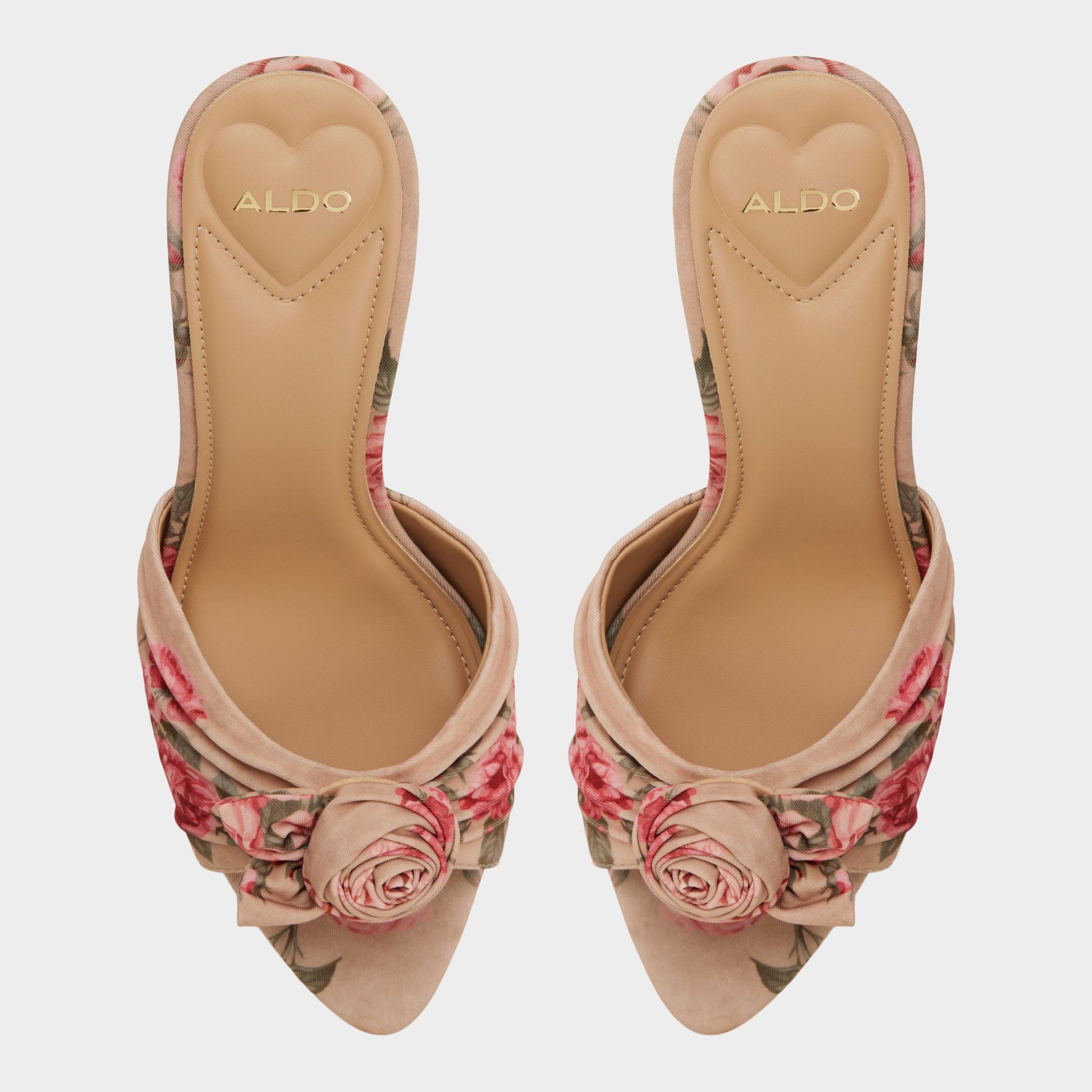 Top-down view of the Beige combo Rosalina Heeled mule