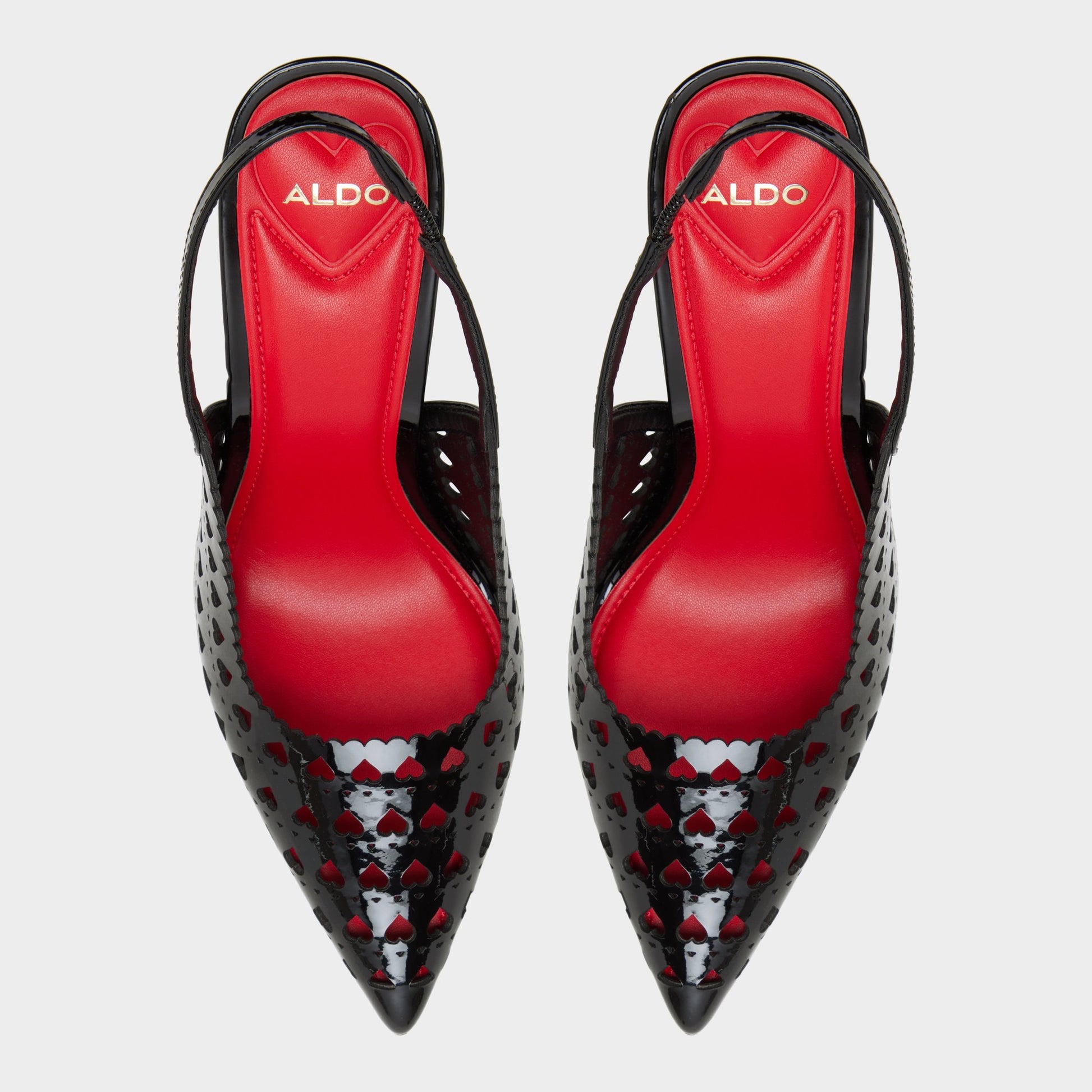 Top-down view of the Black Lovesling Sling back high heel