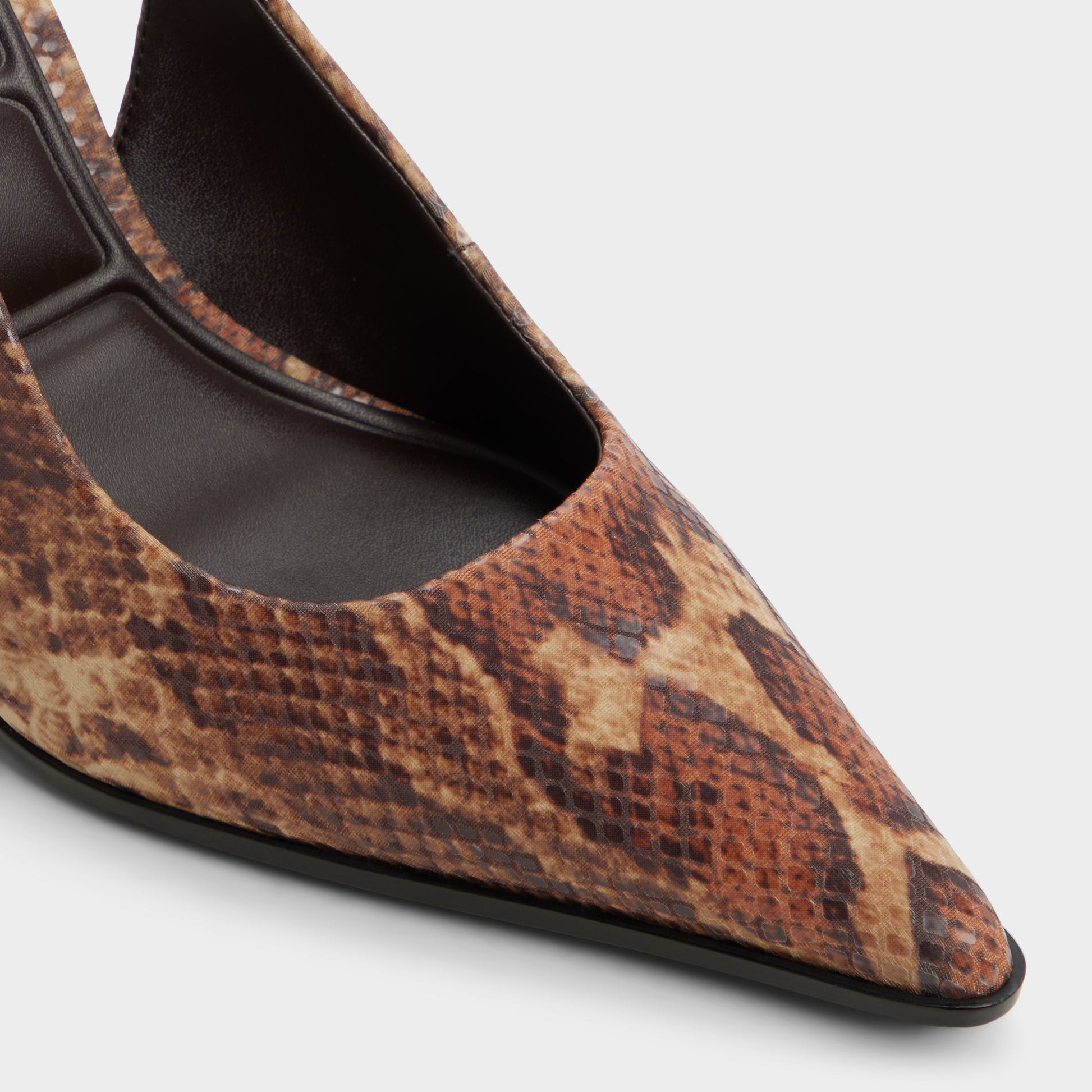 Close-up of the Brown multi Re-samantha Sling back high heel