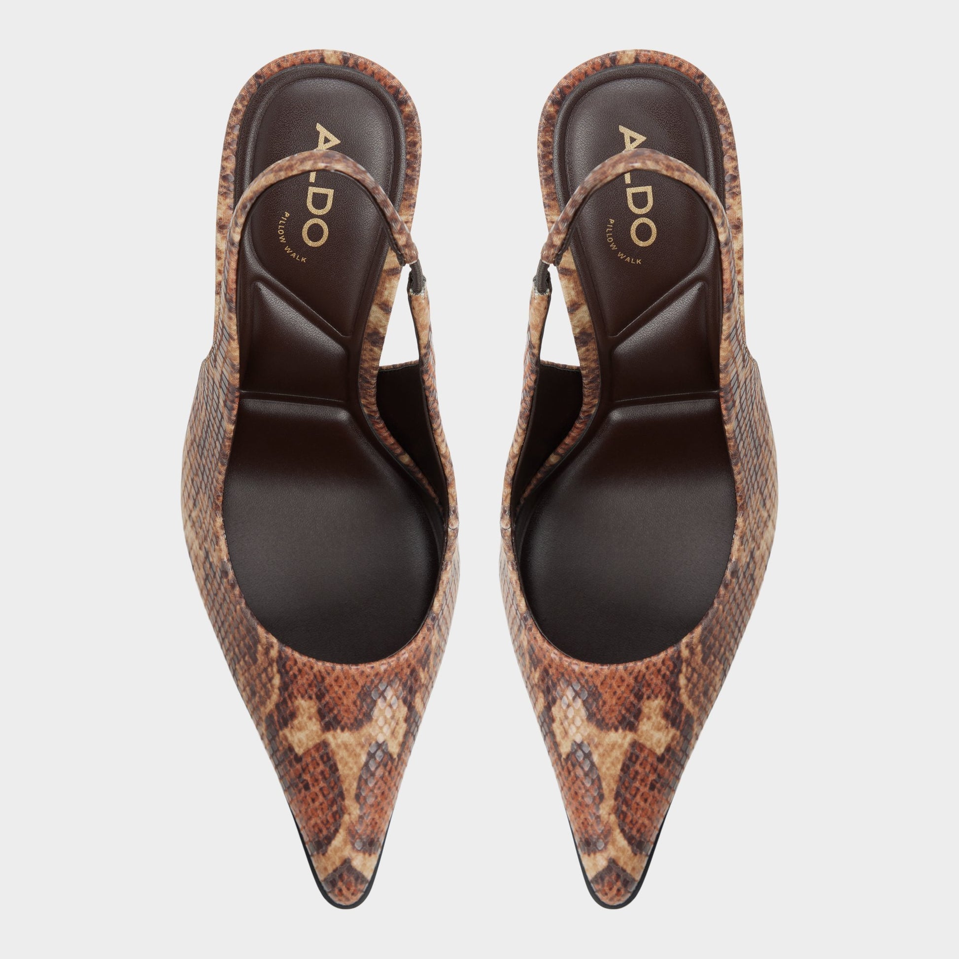 Top-down view of the Brown multi Re-samantha Sling back high heel