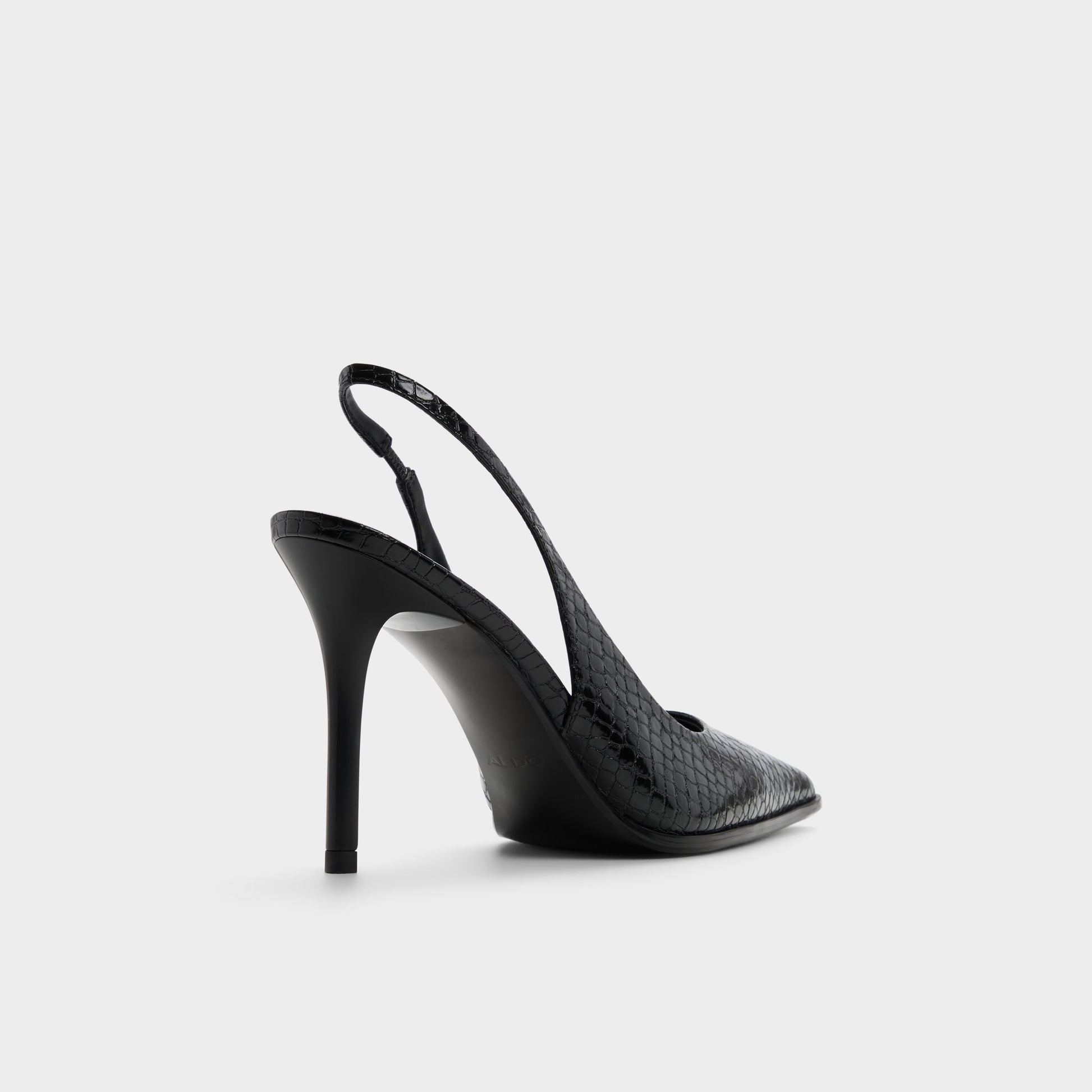 Three-quarter angle of Other black Re-samantha Sling back high heel's back side