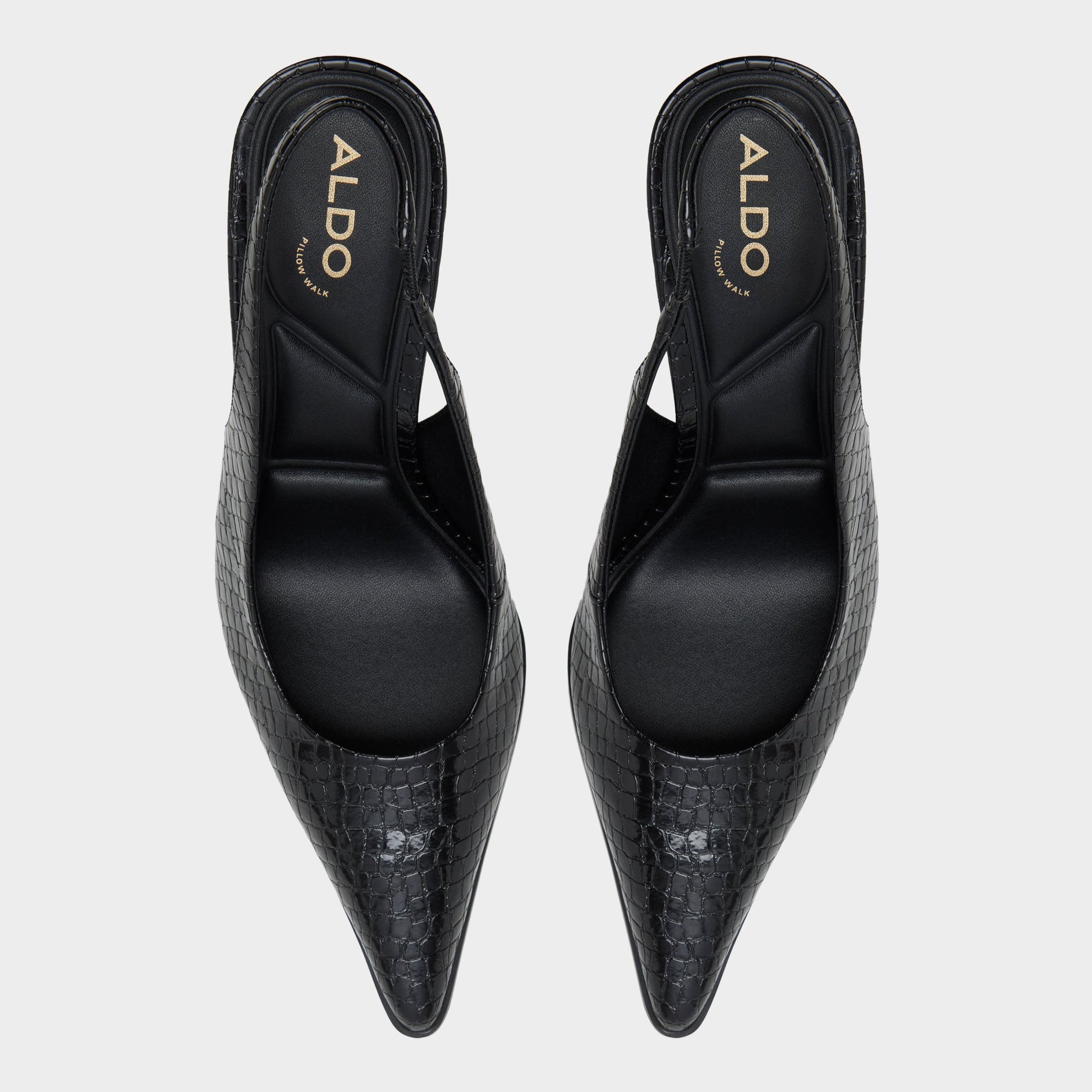 Top-down view of the Other black Re-samantha Sling back high heel