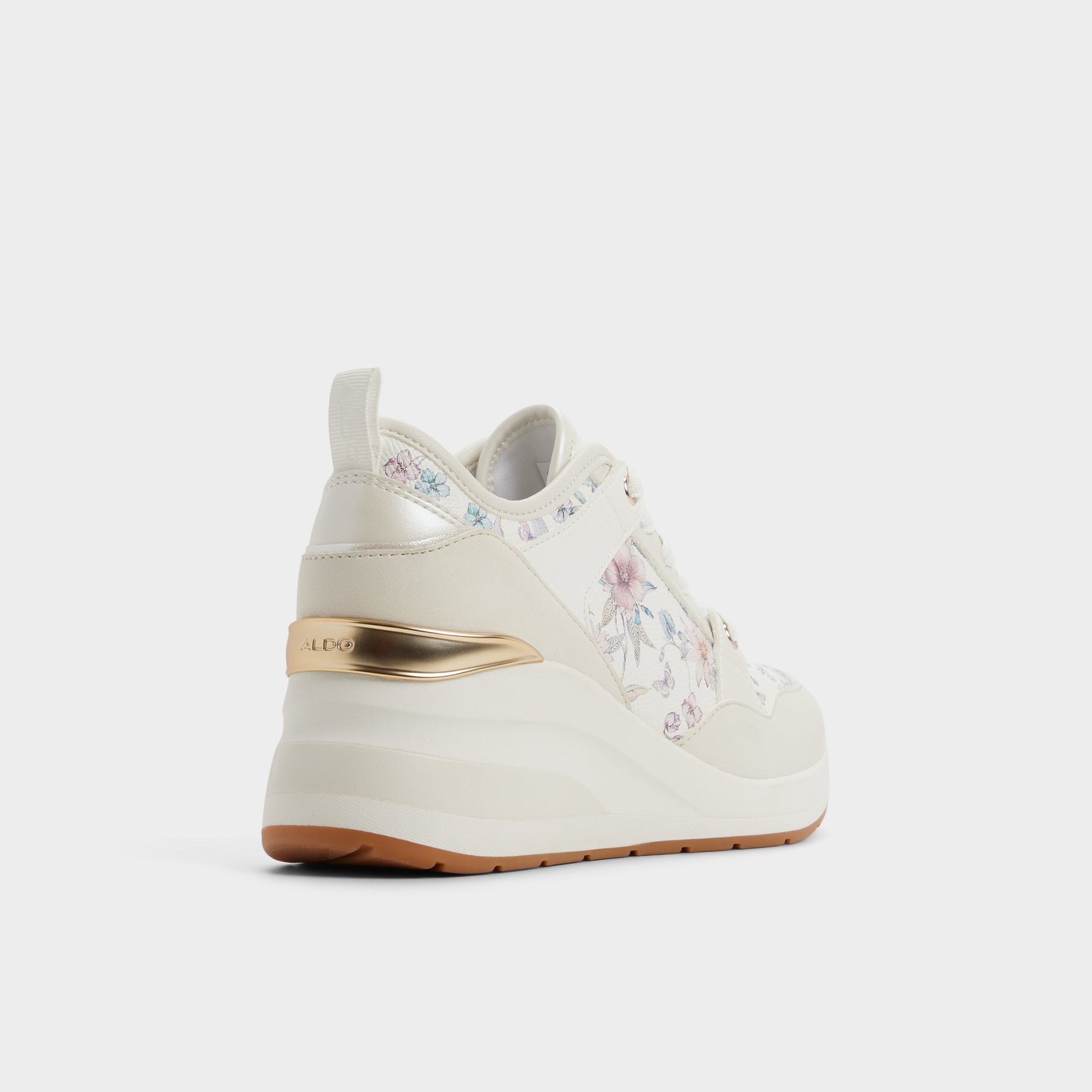 Three-quarter angle of Multicolor Ducie Wedge sneaker's back side