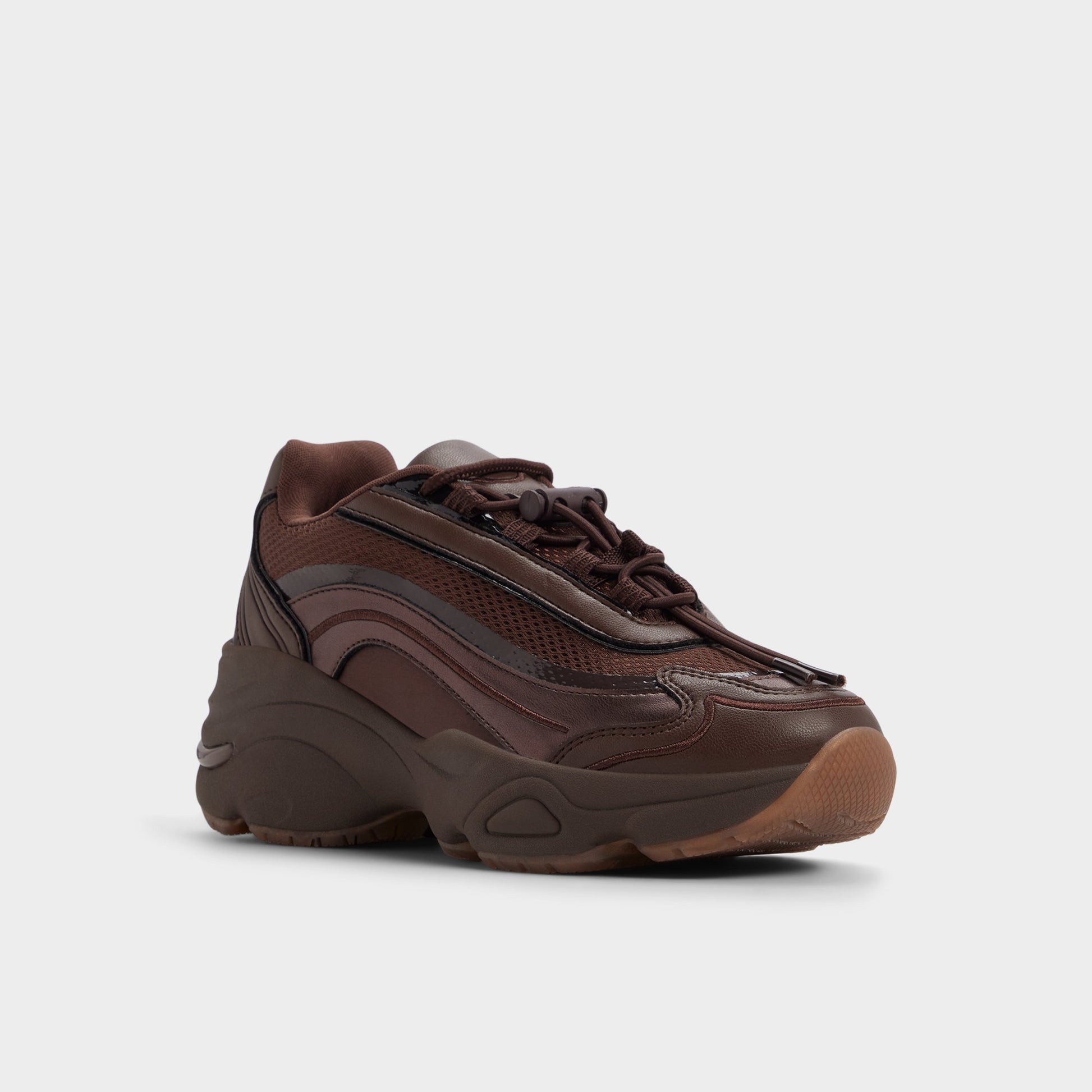 Three-quarter angle of Dark brown Kitri Sneaker's front side
