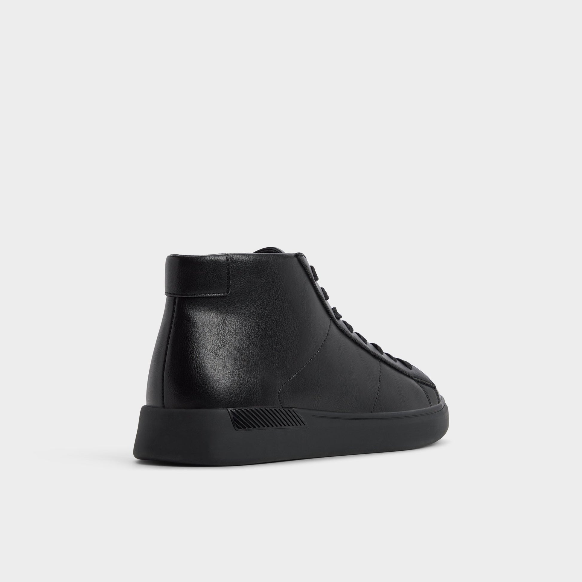 Three-quarter angle of Black Toby High top sneaker's back side