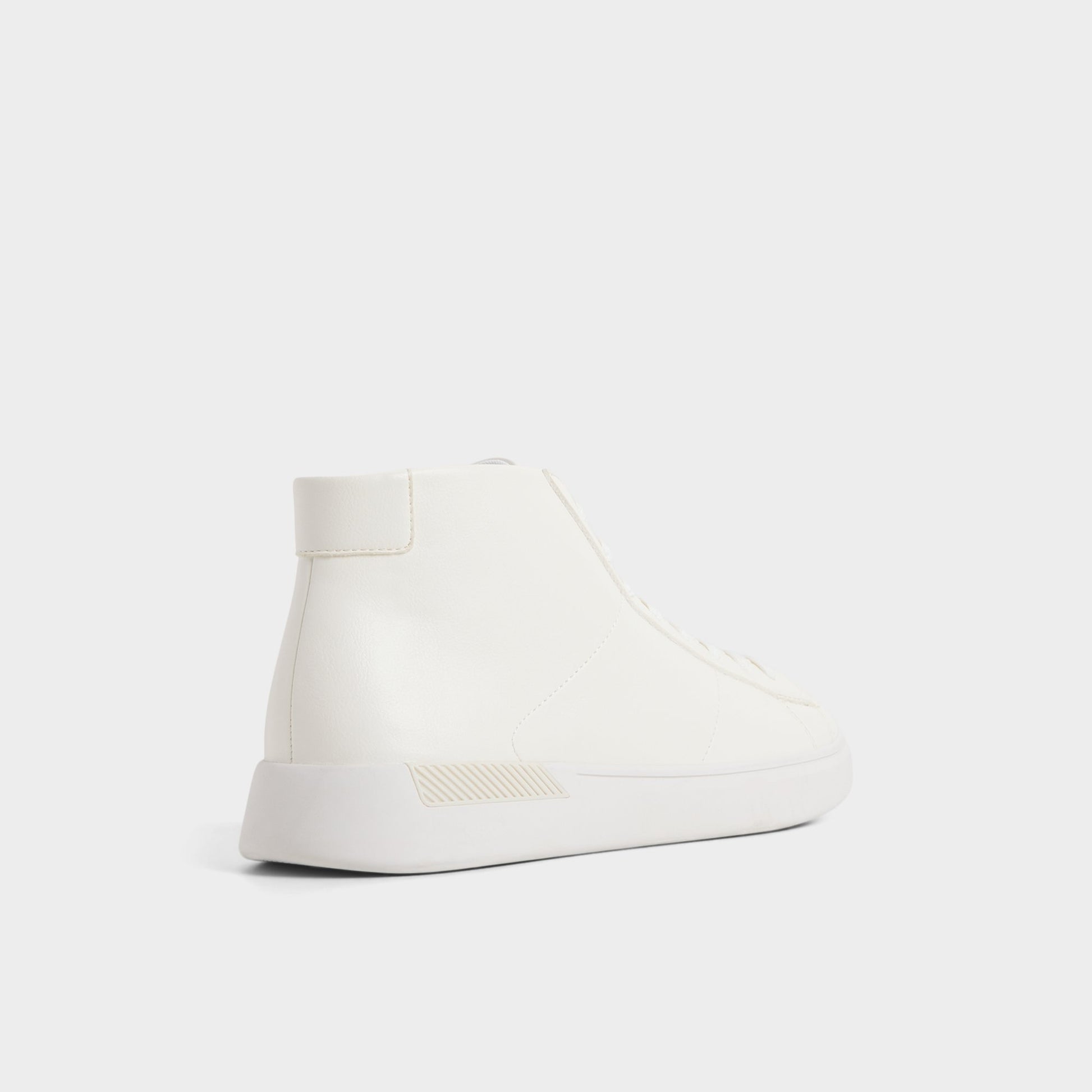 Three-quarter angle of White Toby High top sneaker's back side