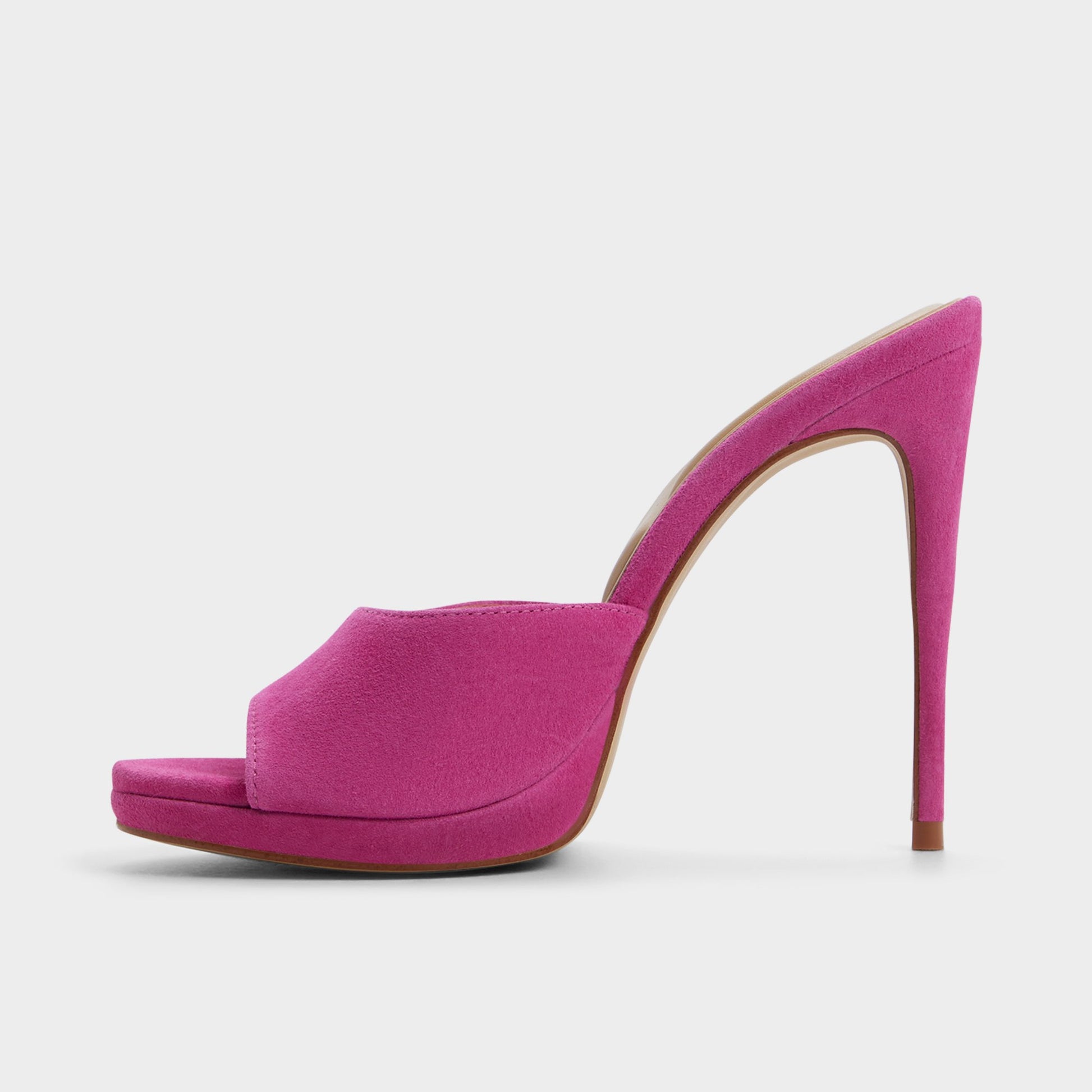 Side view of Dark pink Rivieraa Heeled mule