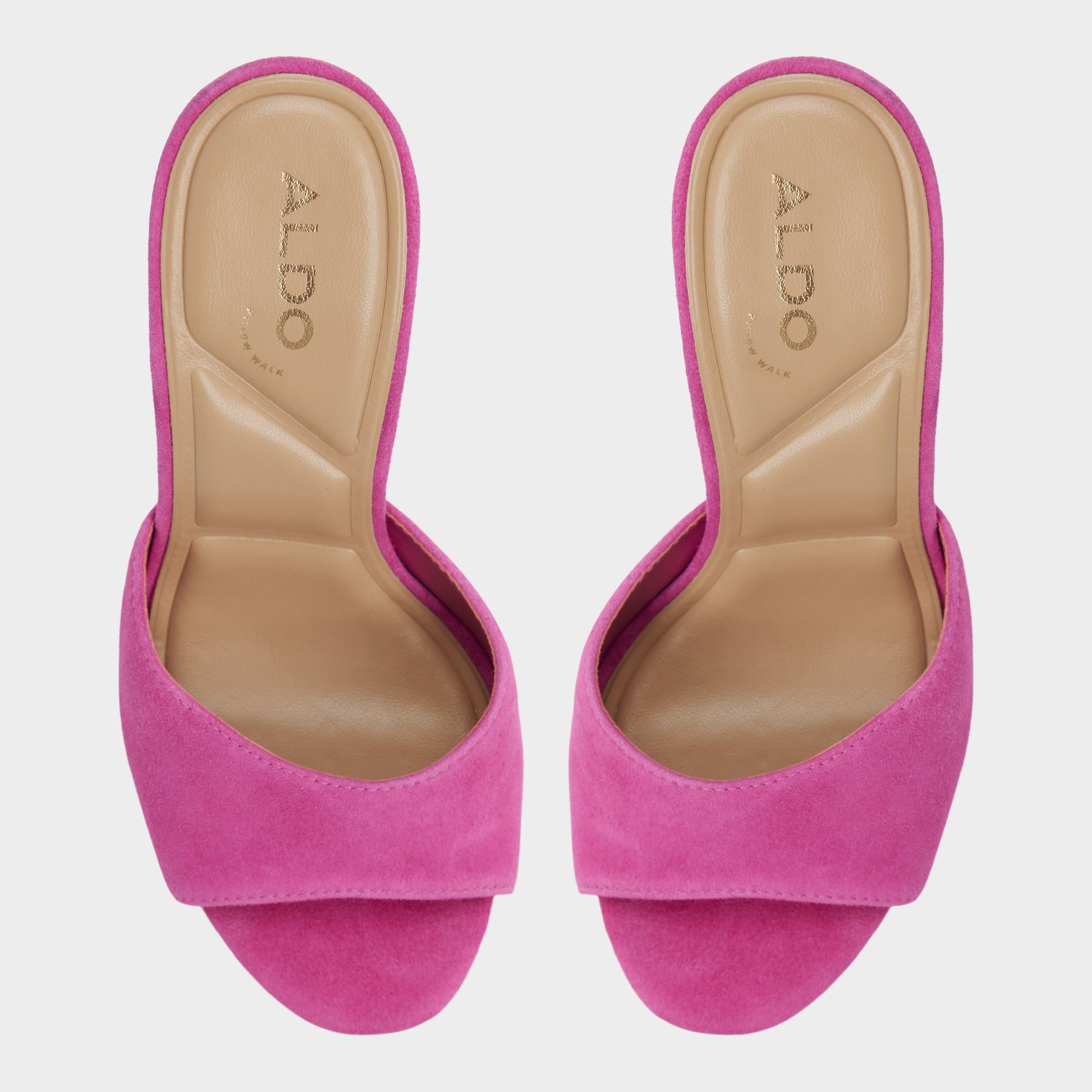 Top-down view of the Dark pink Rivieraa Heeled mule