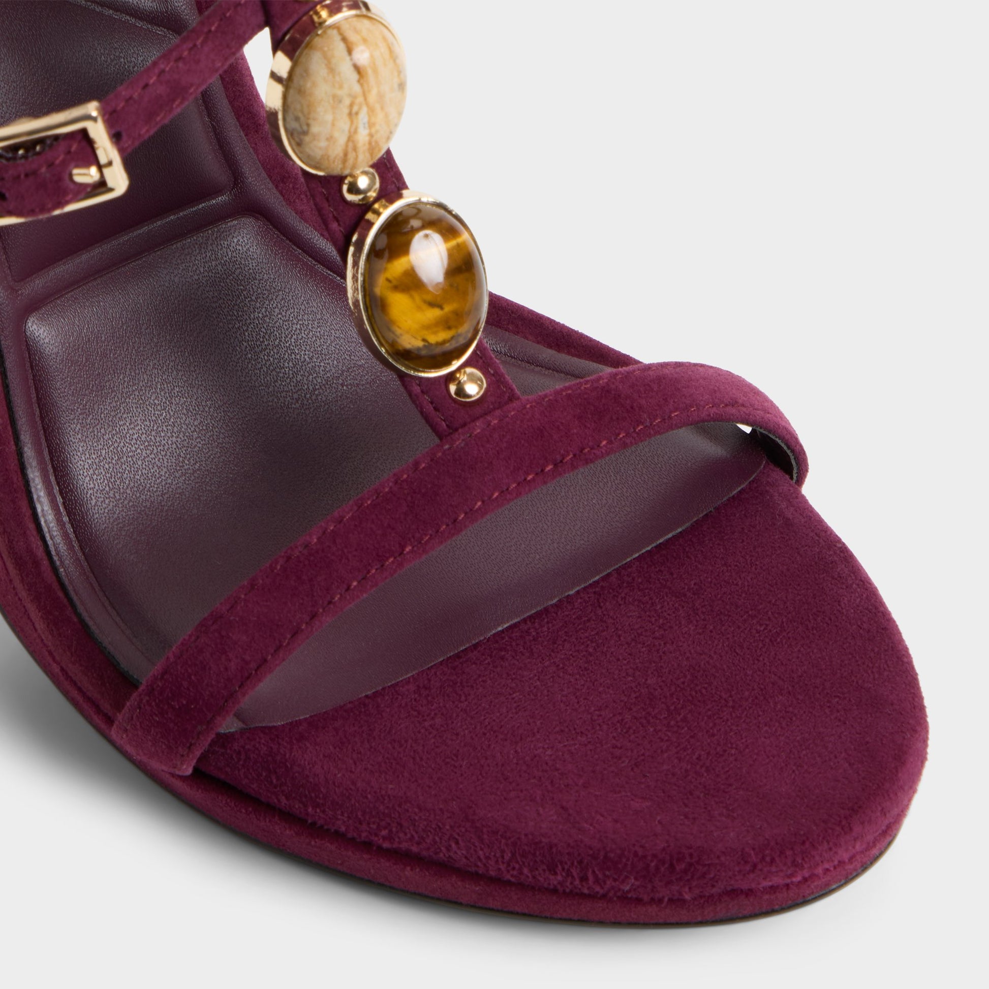 Close-up of the Bordo Opalia Strappy heeled sandal
