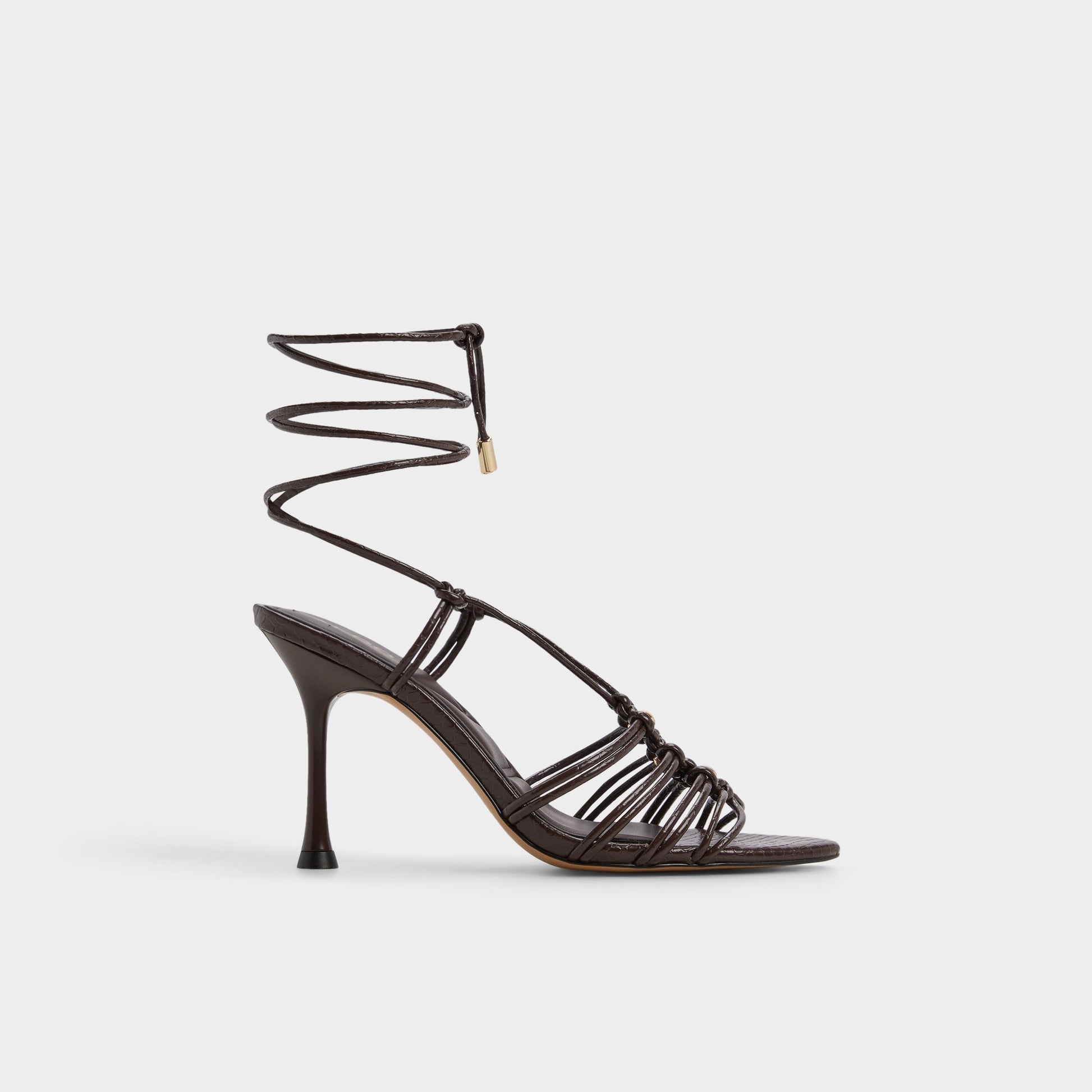 Main View of Dark brown Curacao Strappy heeled sandal for Womens
