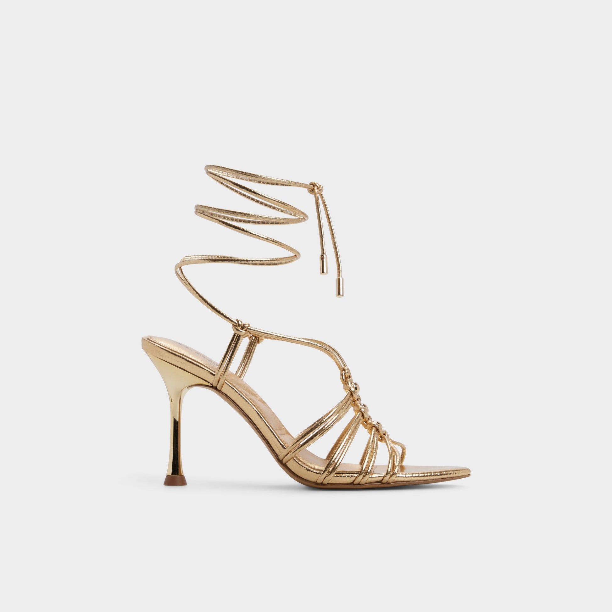 Main View of Gold Curacao Strappy heeled sandal for Womens