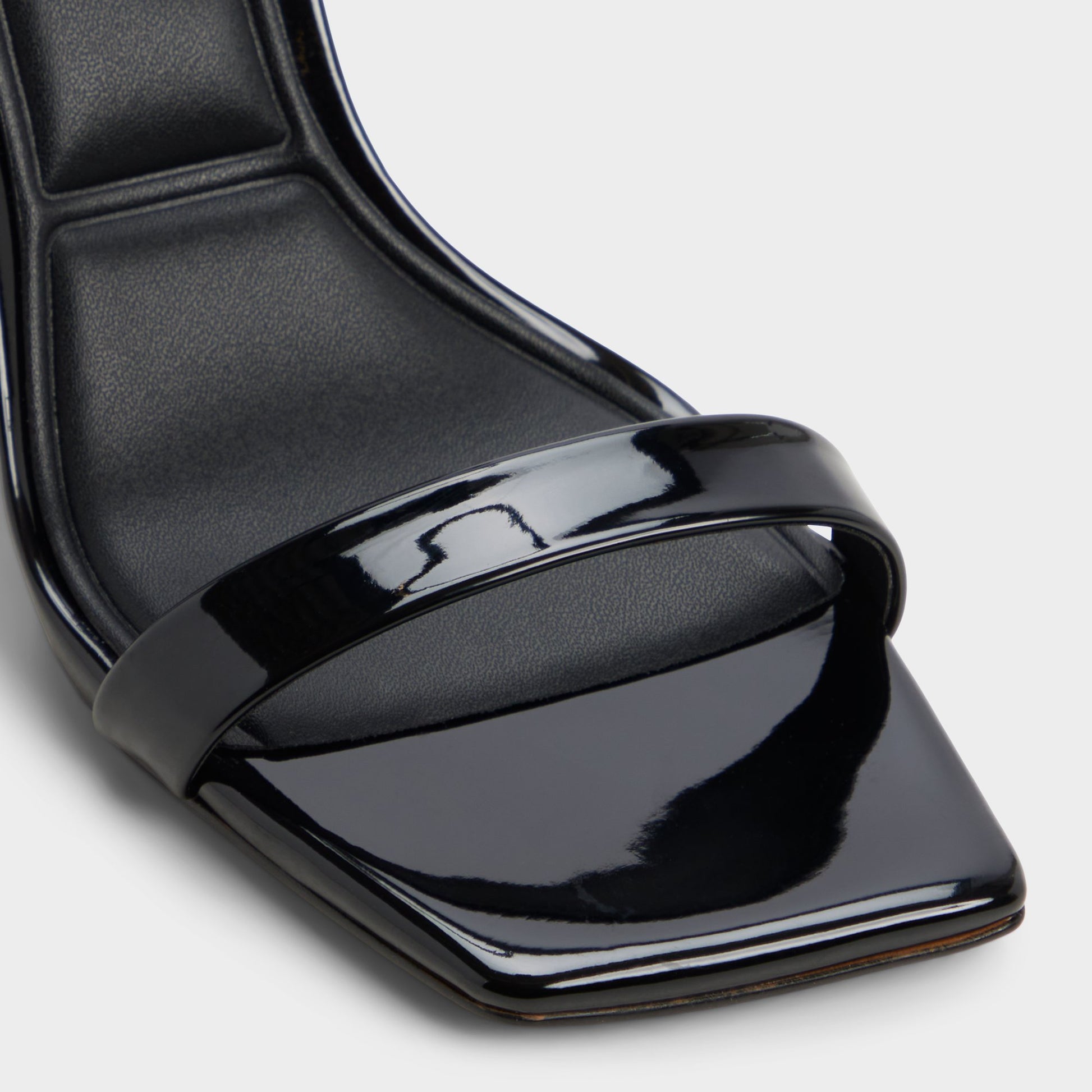 Close-up of the Black Azzira Strappy heeled sandal