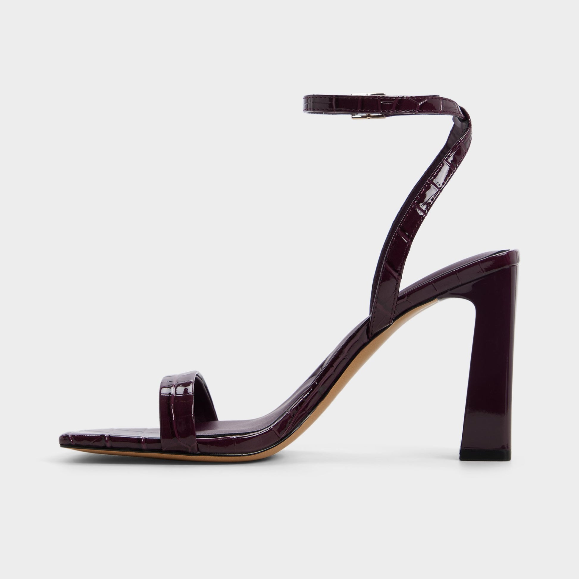 Side view of Bordo Azzira Strappy heeled sandal