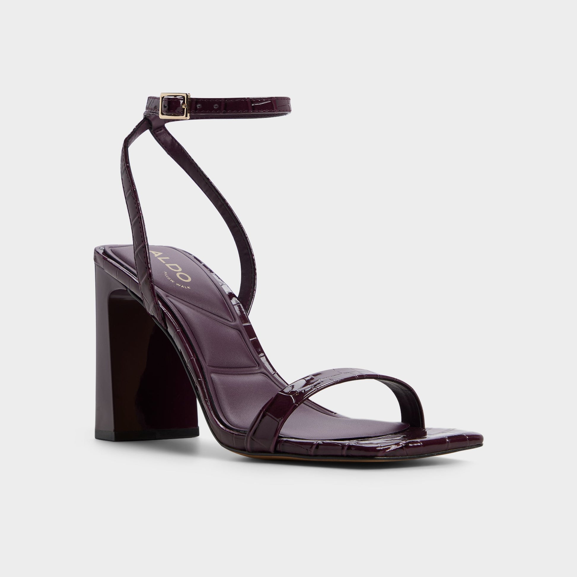 Three-quarter angle of Bordo Azzira Strappy heeled sandal's front side