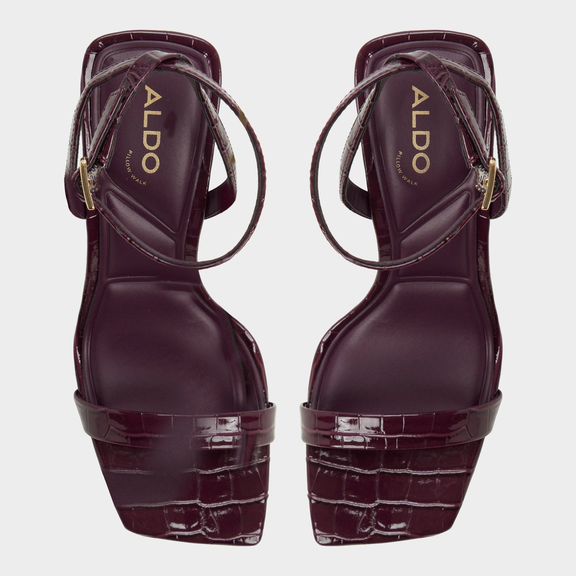 Top-down view of the Bordo Azzira Strappy heeled sandal