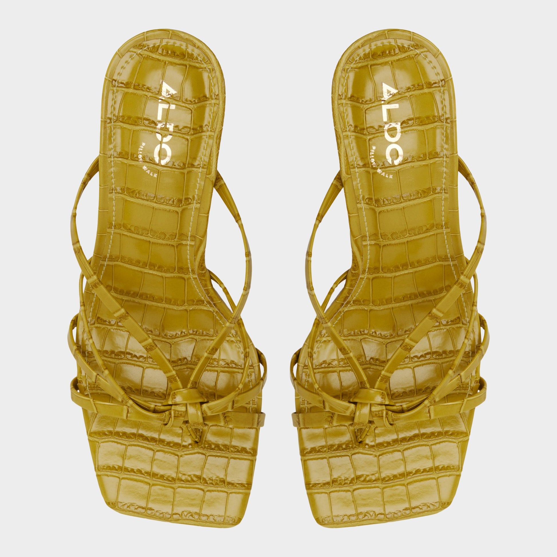 Top-down view of the Other yellow Lumera Heeled mule