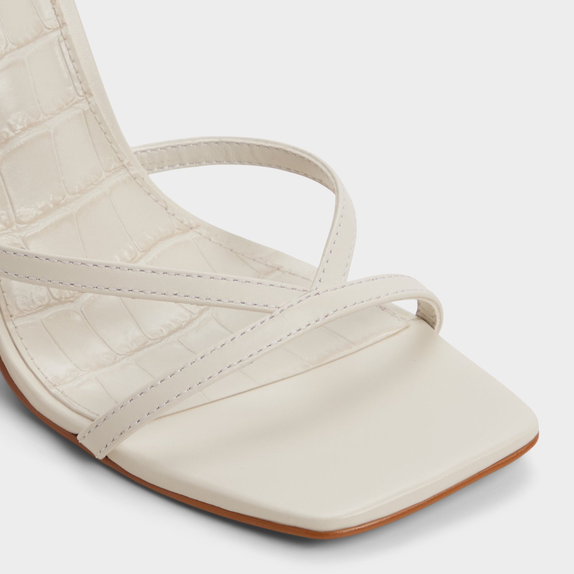 Close-up of the White/bone Beachglass Strappy heeled sandal