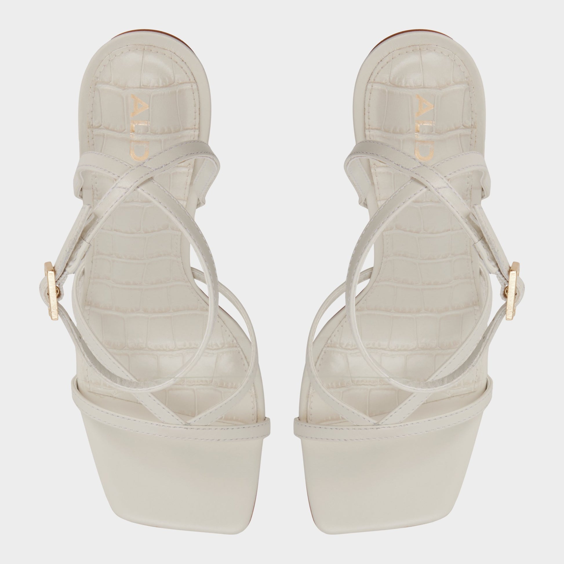 Top-down view of the White/bone Beachglass Strappy heeled sandal