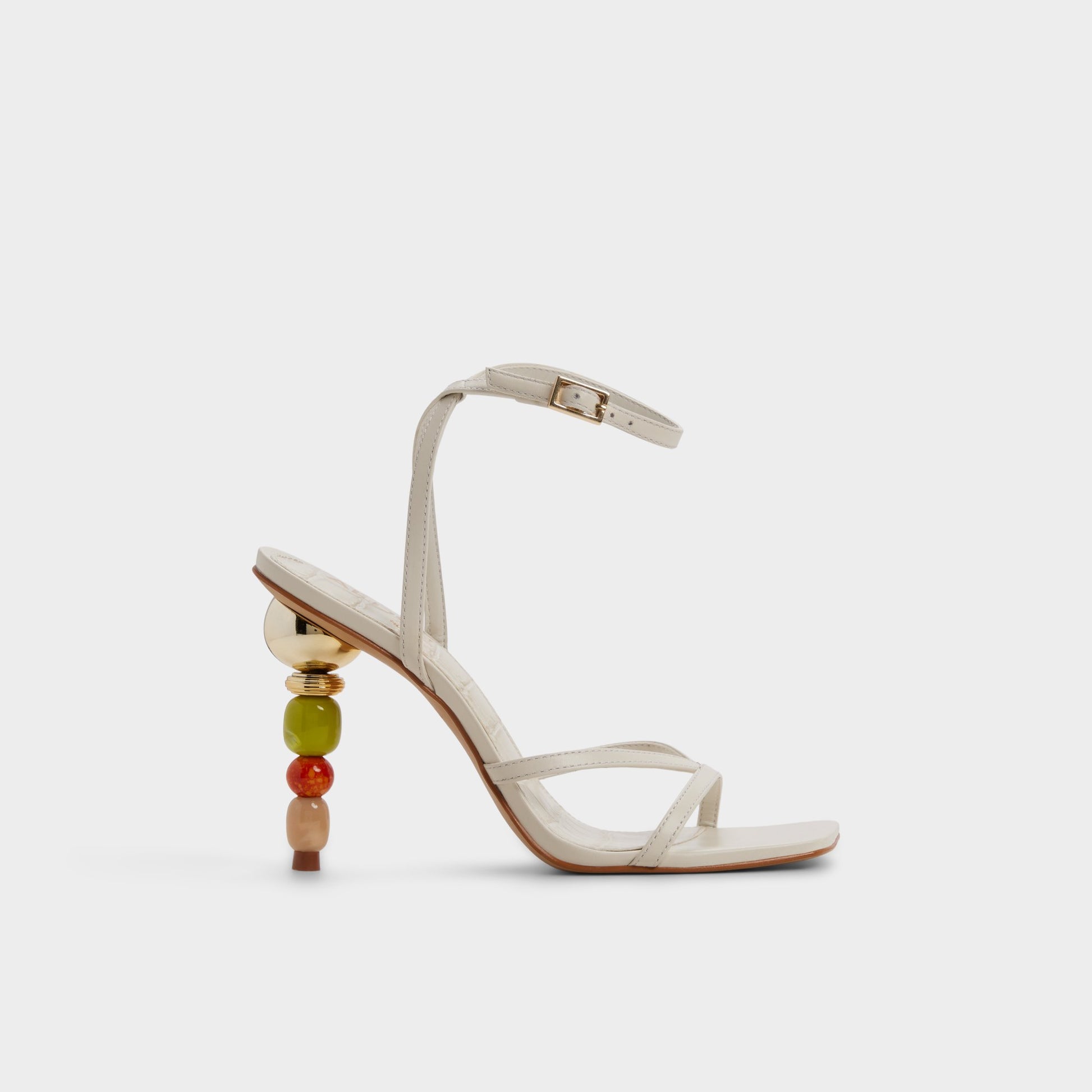 Main View of White/bone Beachglass Strappy heeled sandal for Womens