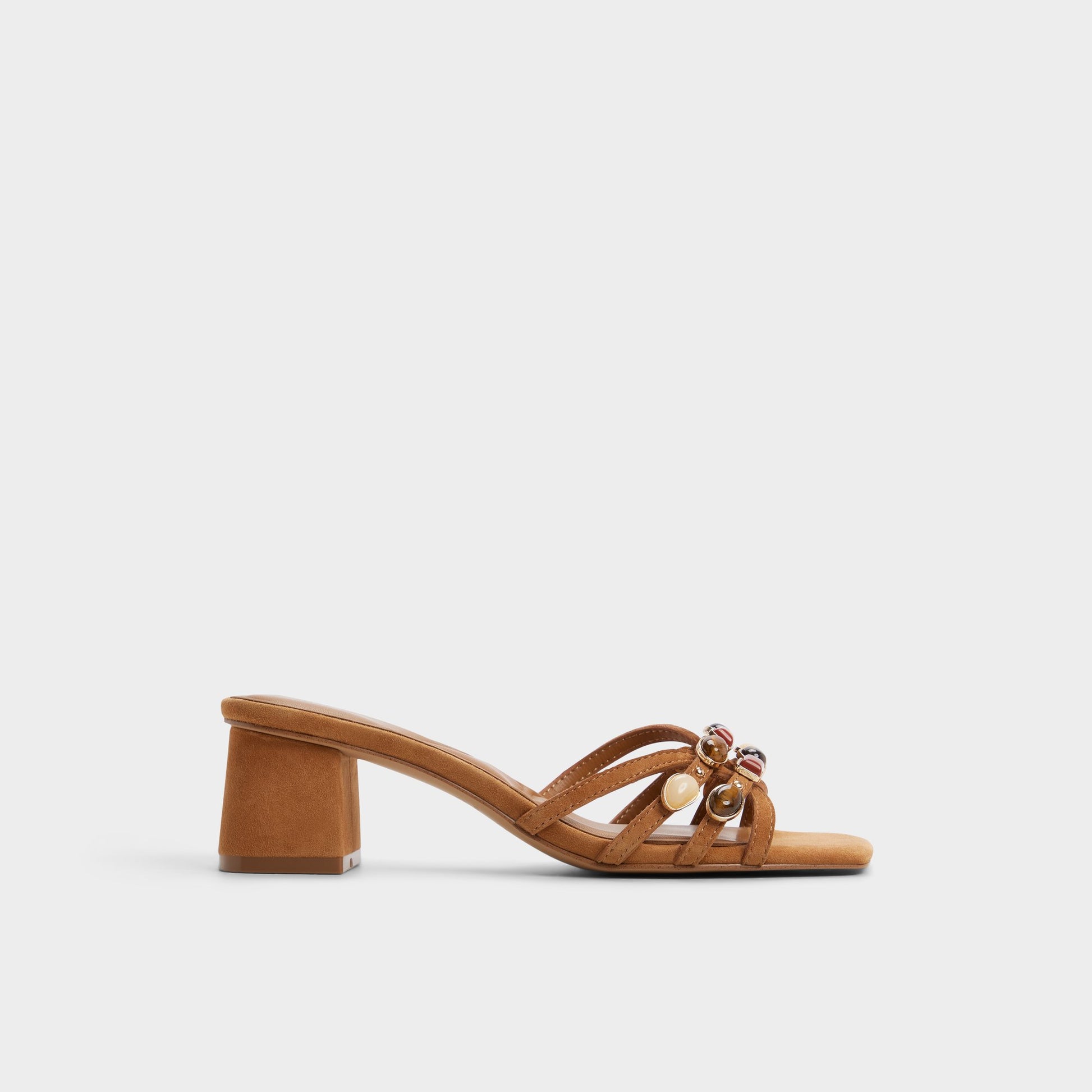 Main View of Medium brown Jemstone Strappy heeled sandal for Womens