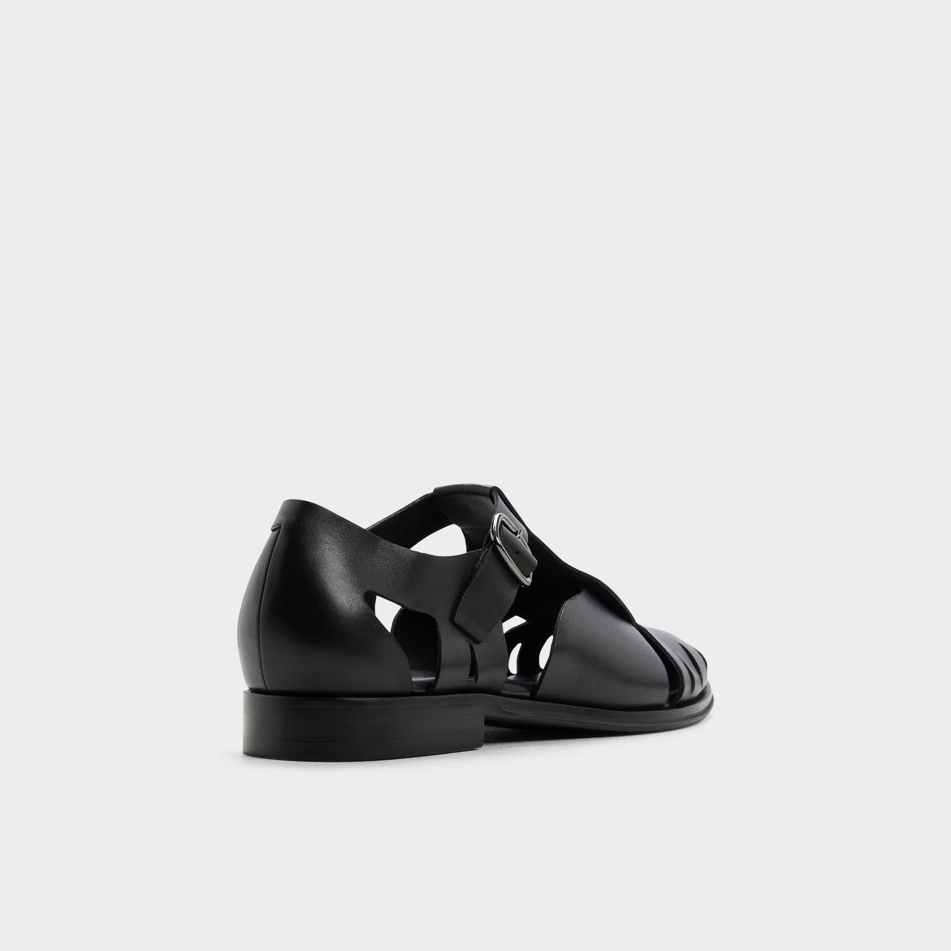 Three-quarter angle of Black Lancing Sandal's back side